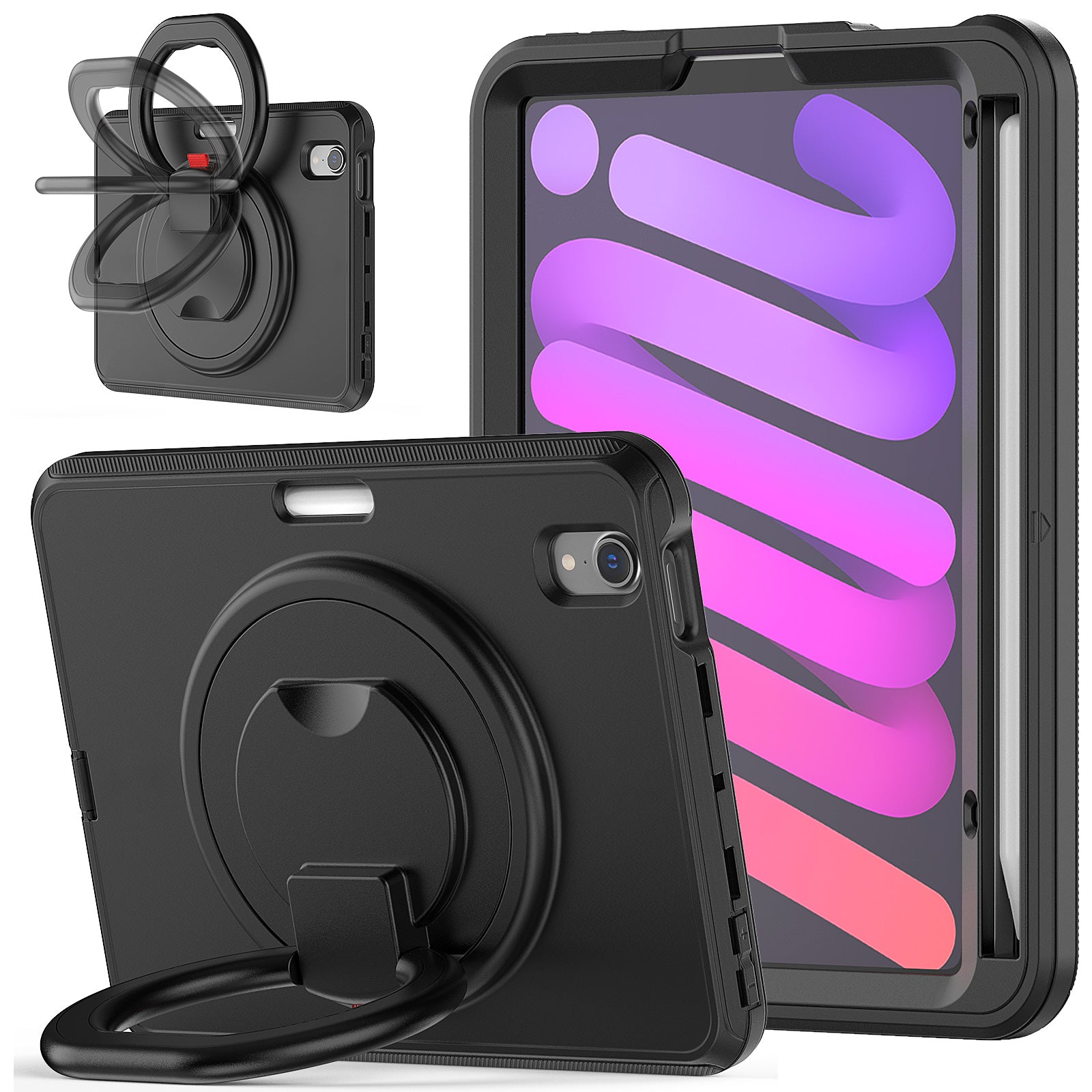 Tablet Case for iPad mini (2021) PC TPU Anti-Drop Protective Cover with Handle Grip Kickstand