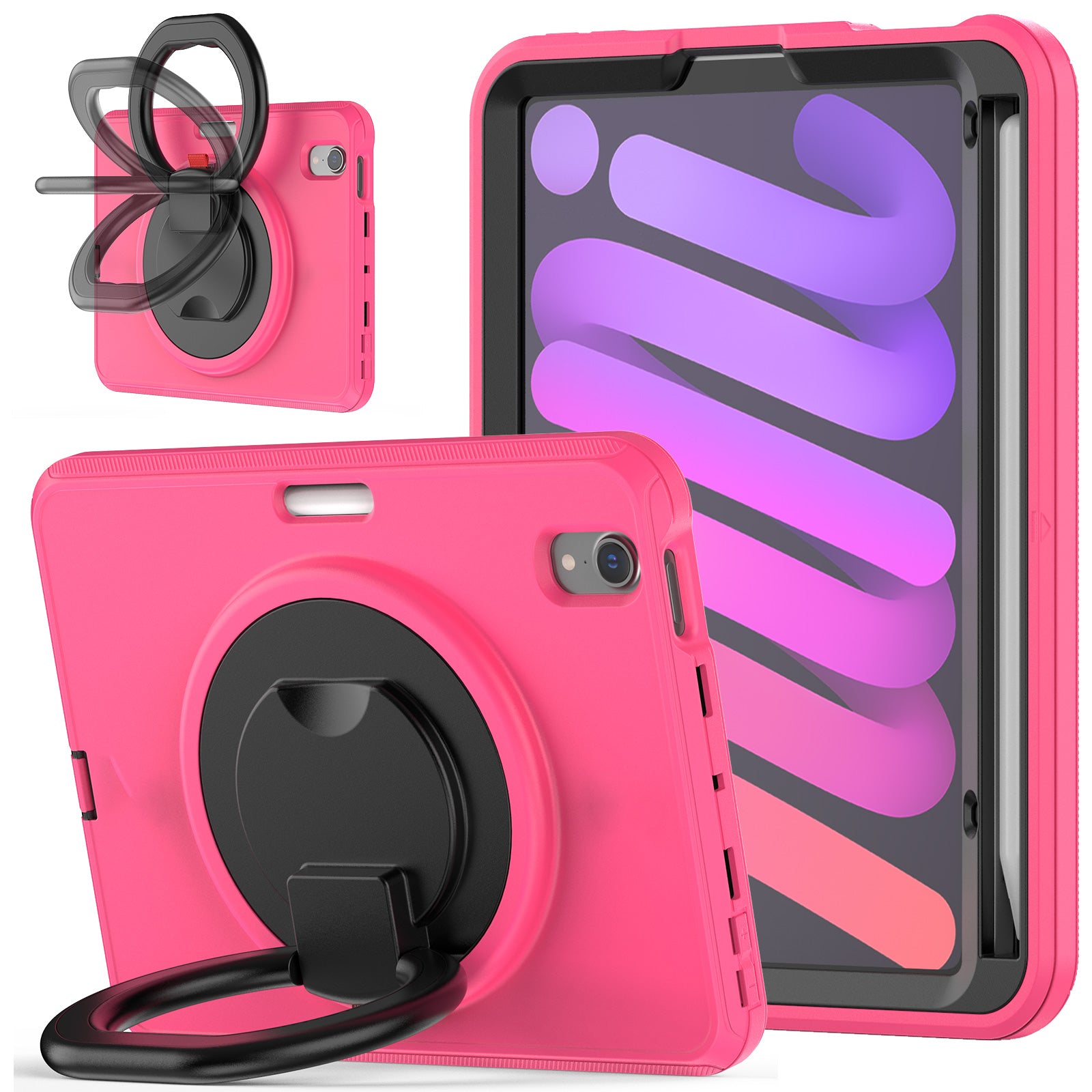 Tablet Case for iPad mini (2021) PC TPU Anti-Drop Protective Cover with Handle Grip Kickstand