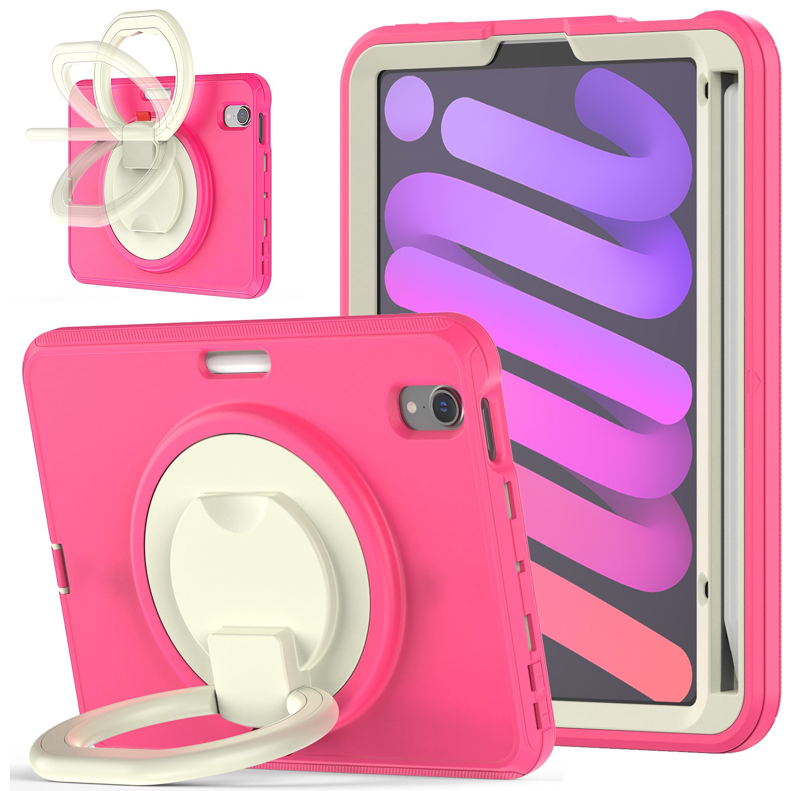 Tablet Case for iPad mini (2021) PC TPU Anti-Drop Protective Cover with Handle Grip Kickstand