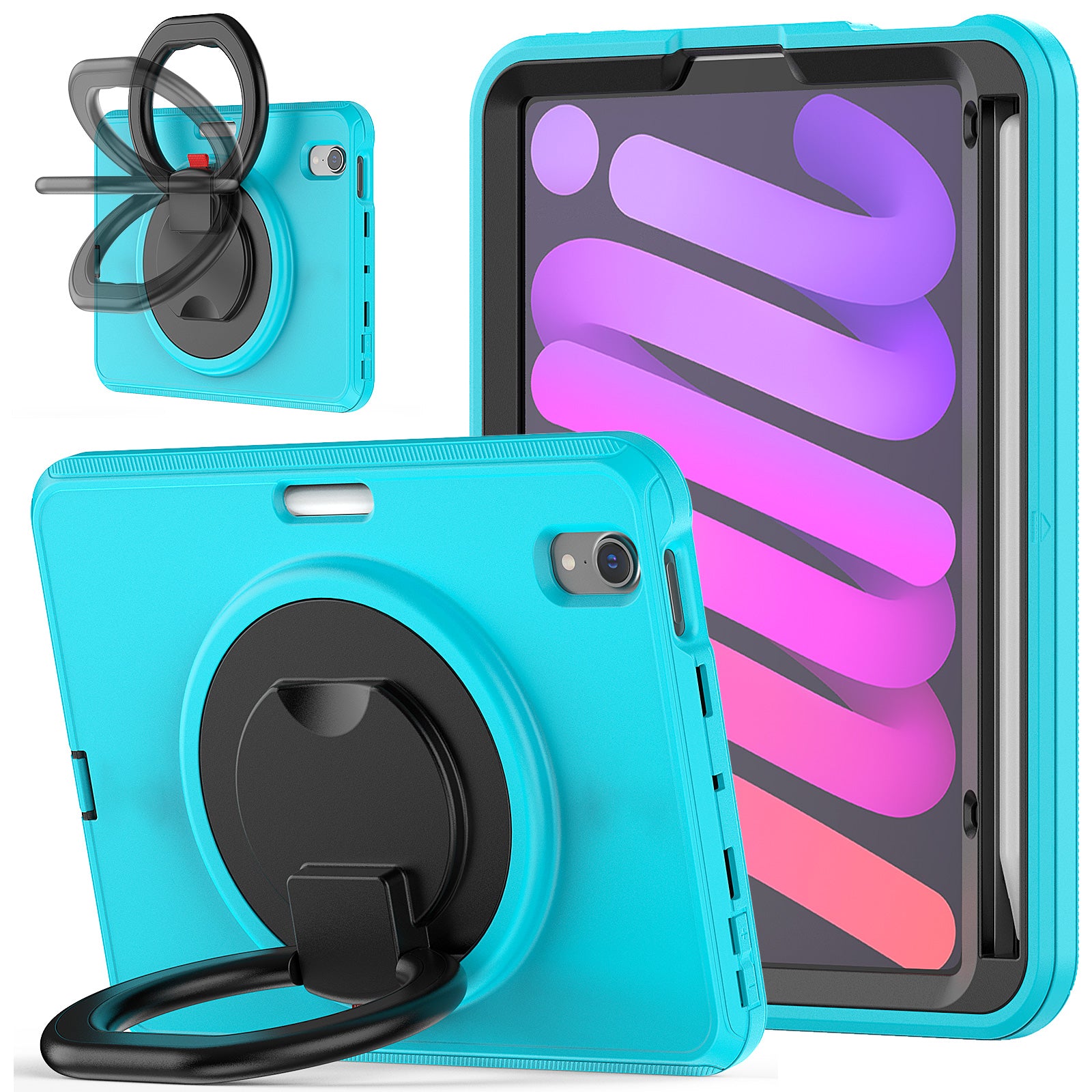 Tablet Case for iPad mini (2021) PC TPU Anti-Drop Protective Cover with Handle Grip Kickstand