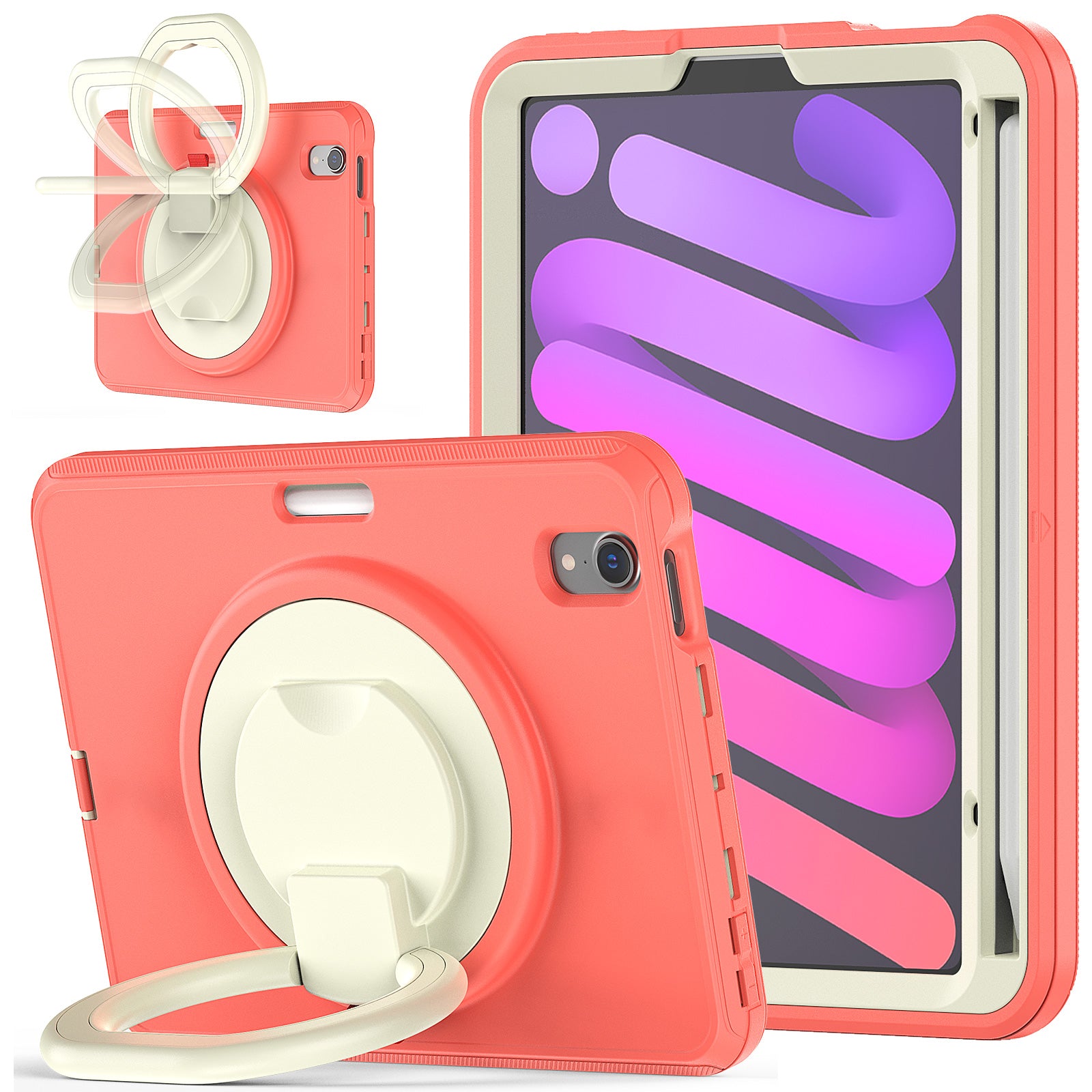 Tablet Case for iPad mini (2021) PC TPU Anti-Drop Protective Cover with Handle Grip Kickstand