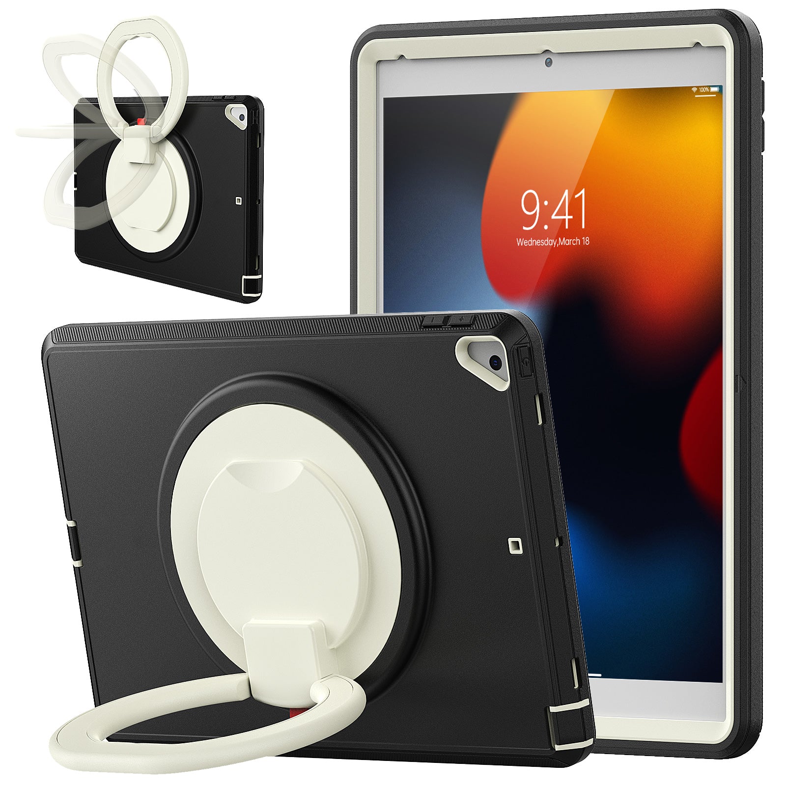 For iPad 10.2 (2021) (2020) (2019) Case PC TPU Handle Grip Kickstand Tablet Protective Cover
