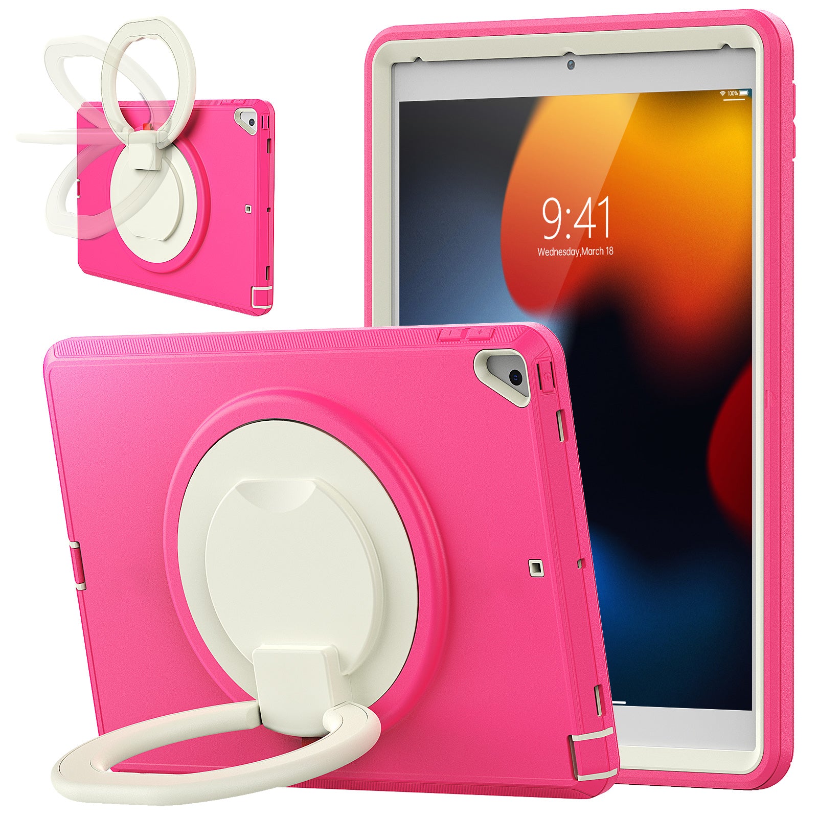 For iPad 10.2 (2021) (2020) (2019) Case PC TPU Handle Grip Kickstand Tablet Protective Cover