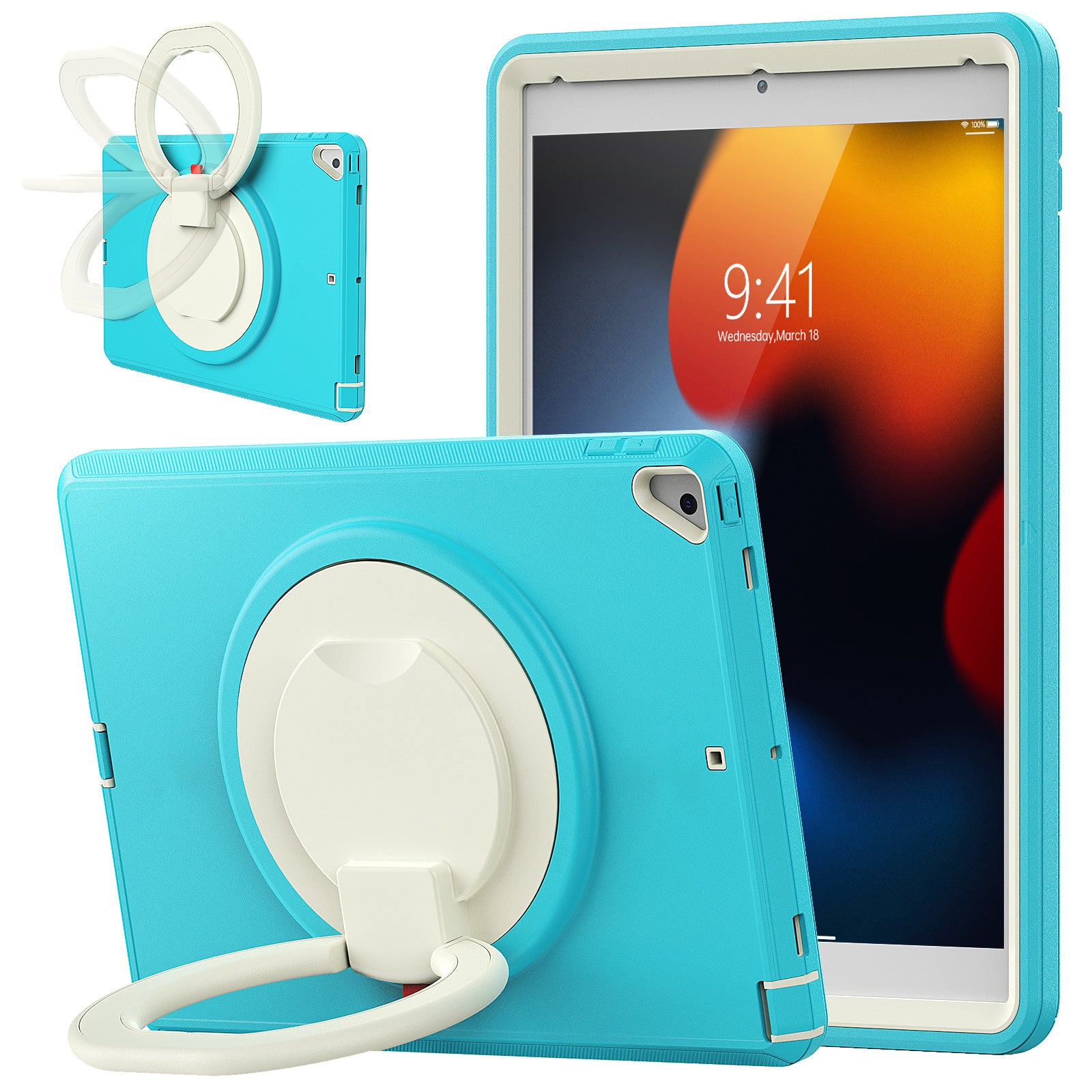 For iPad 10.2 (2021) (2020) (2019) Case PC TPU Handle Grip Kickstand Tablet Protective Cover