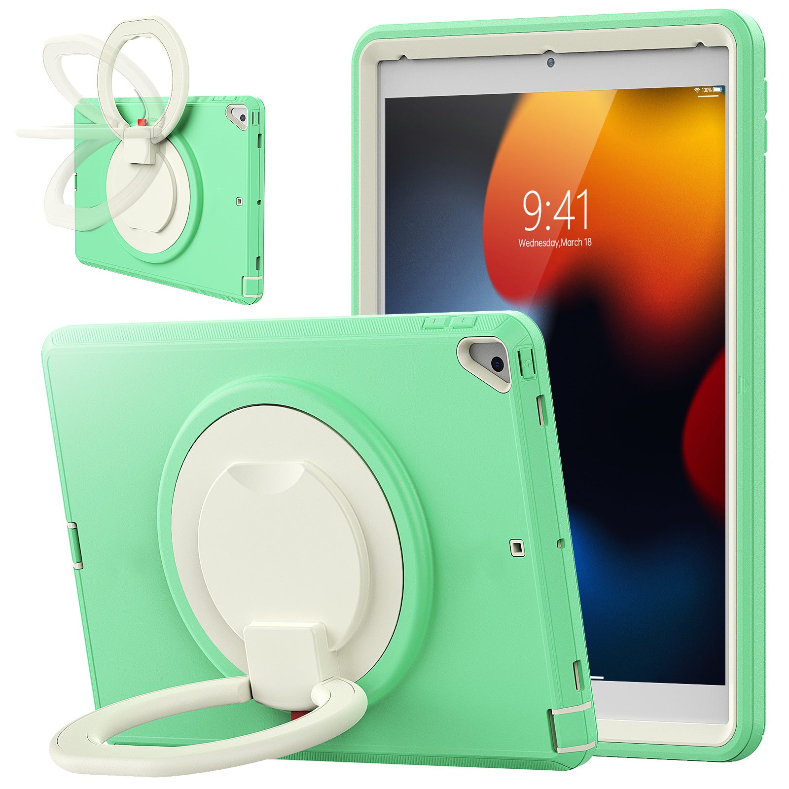 For iPad 10.2 (2021) (2020) (2019) Case PC TPU Handle Grip Kickstand Tablet Protective Cover
