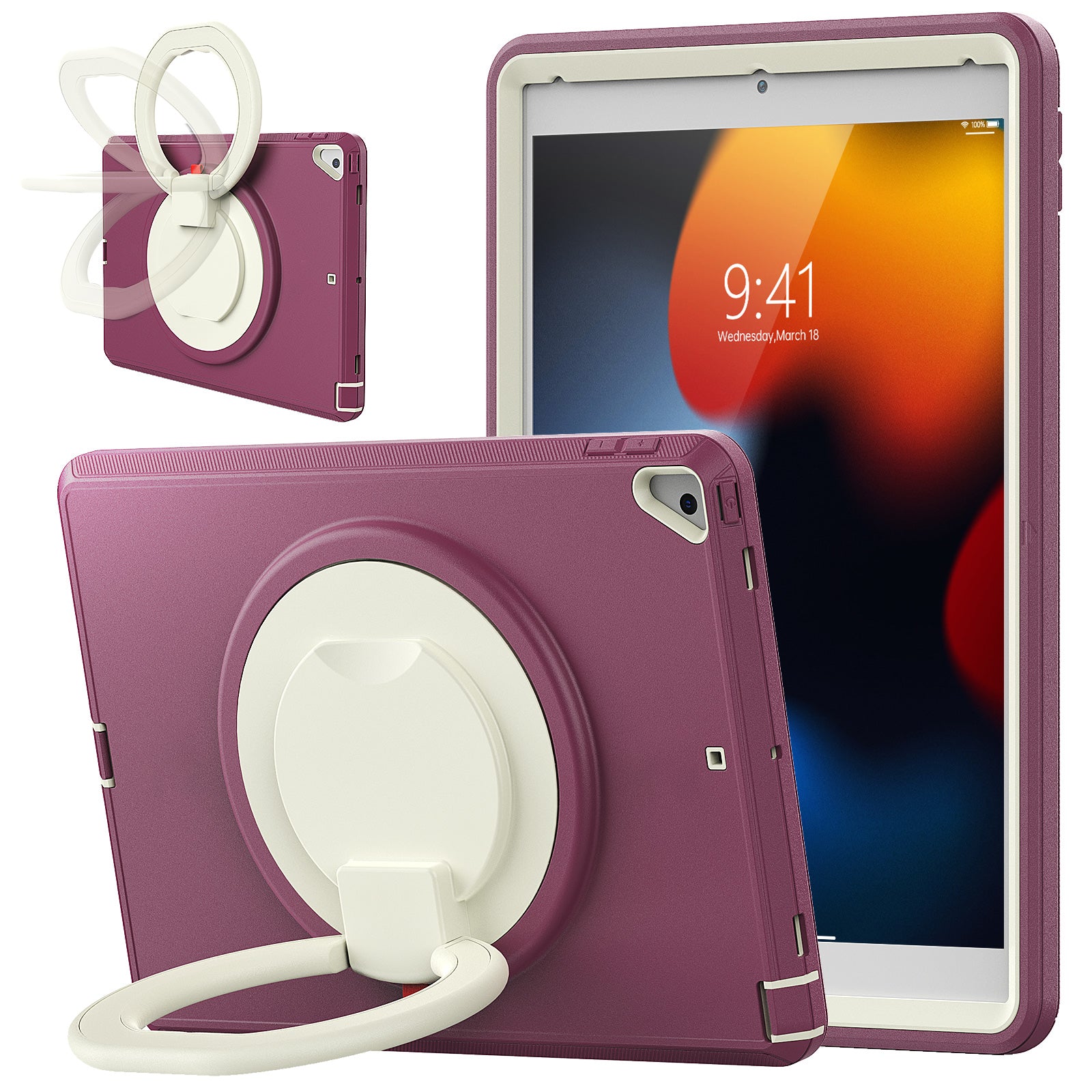 For iPad 10.2 (2021) (2020) (2019) Case PC TPU Handle Grip Kickstand Tablet Protective Cover