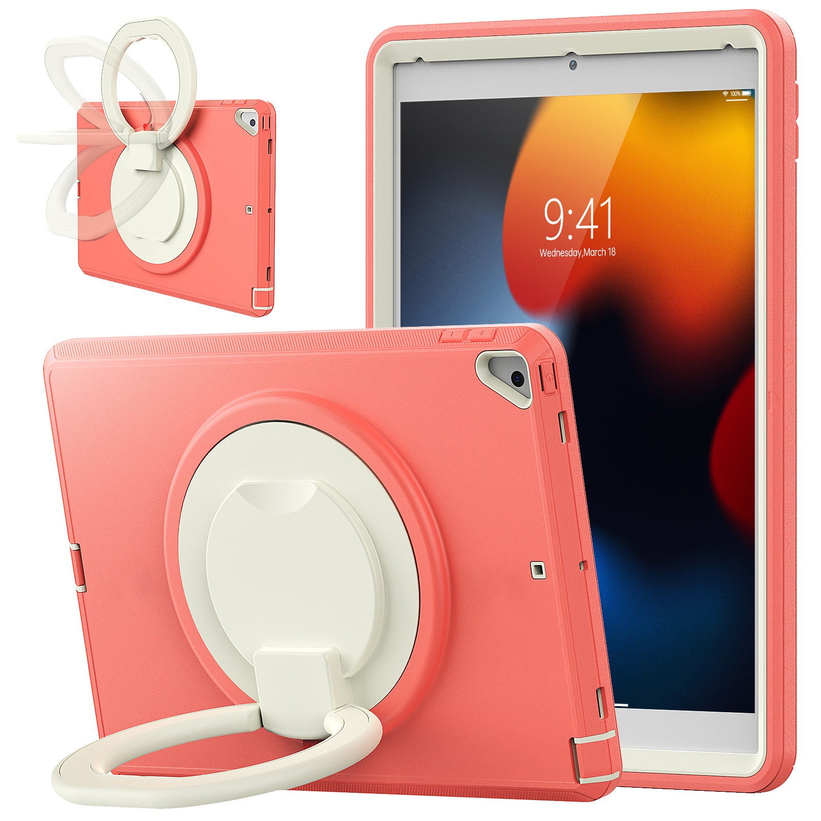 For iPad 10.2 (2021) (2020) (2019) Case PC TPU Handle Grip Kickstand Tablet Protective Cover