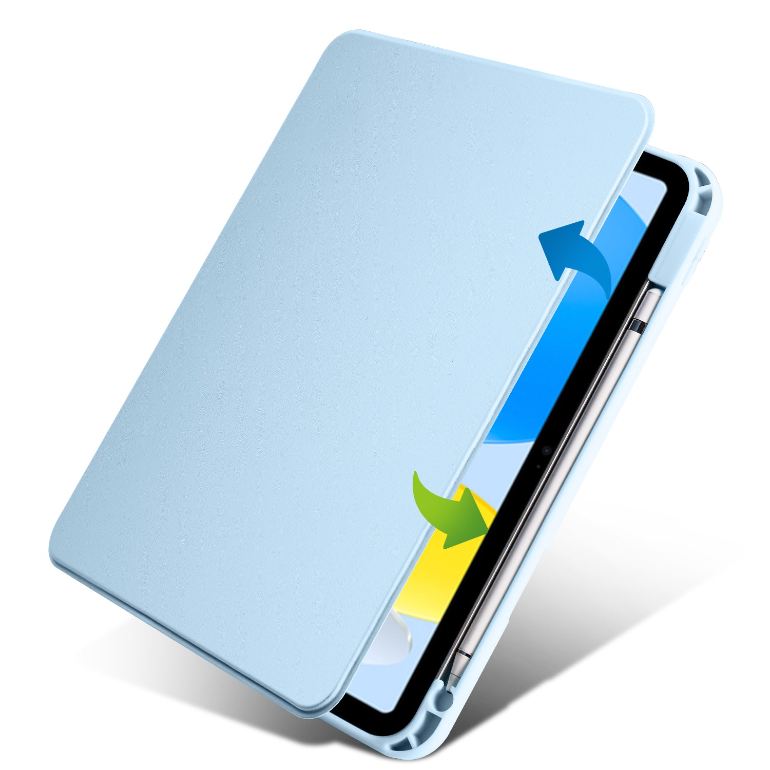 For iPad 10.9 (2022) PU Leather Acrylic Tablet Case Rotary Kickstand Cover with Pen Holder