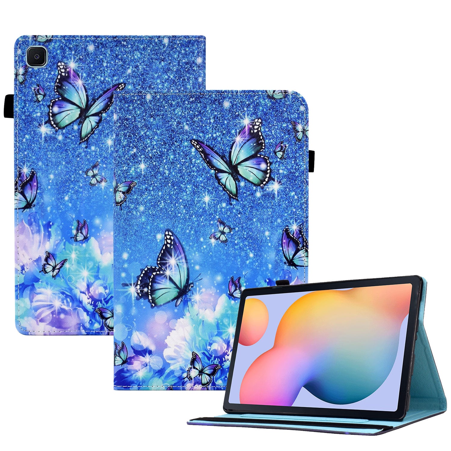 For Samsung Galaxy Tab S6 Lite (2022) / Tab S6 Lite Pattern Printing Tablet Stand Case Leather Card Slots Cover with Elastic Band