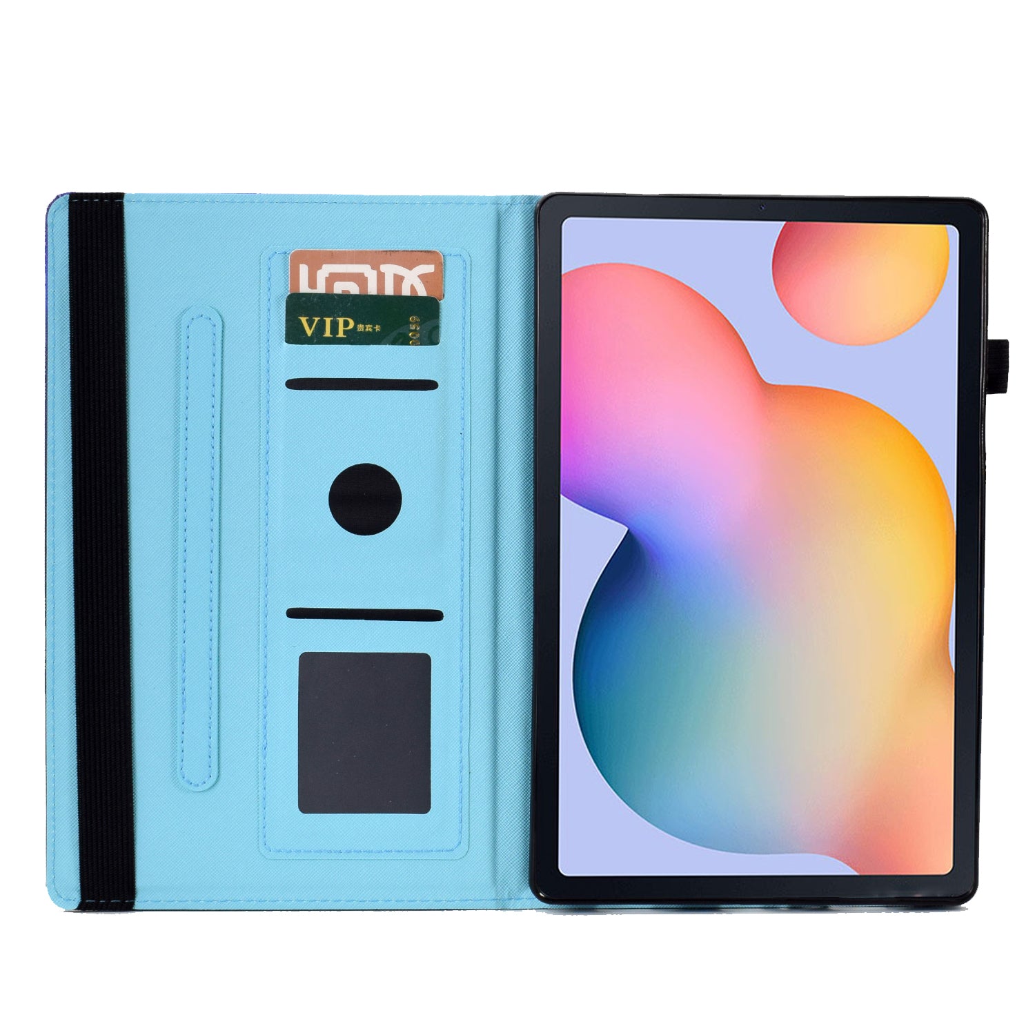 For Samsung Galaxy Tab S6 Lite (2022) / Tab S6 Lite Pattern Printing Tablet Stand Case Leather Card Slots Cover with Elastic Band