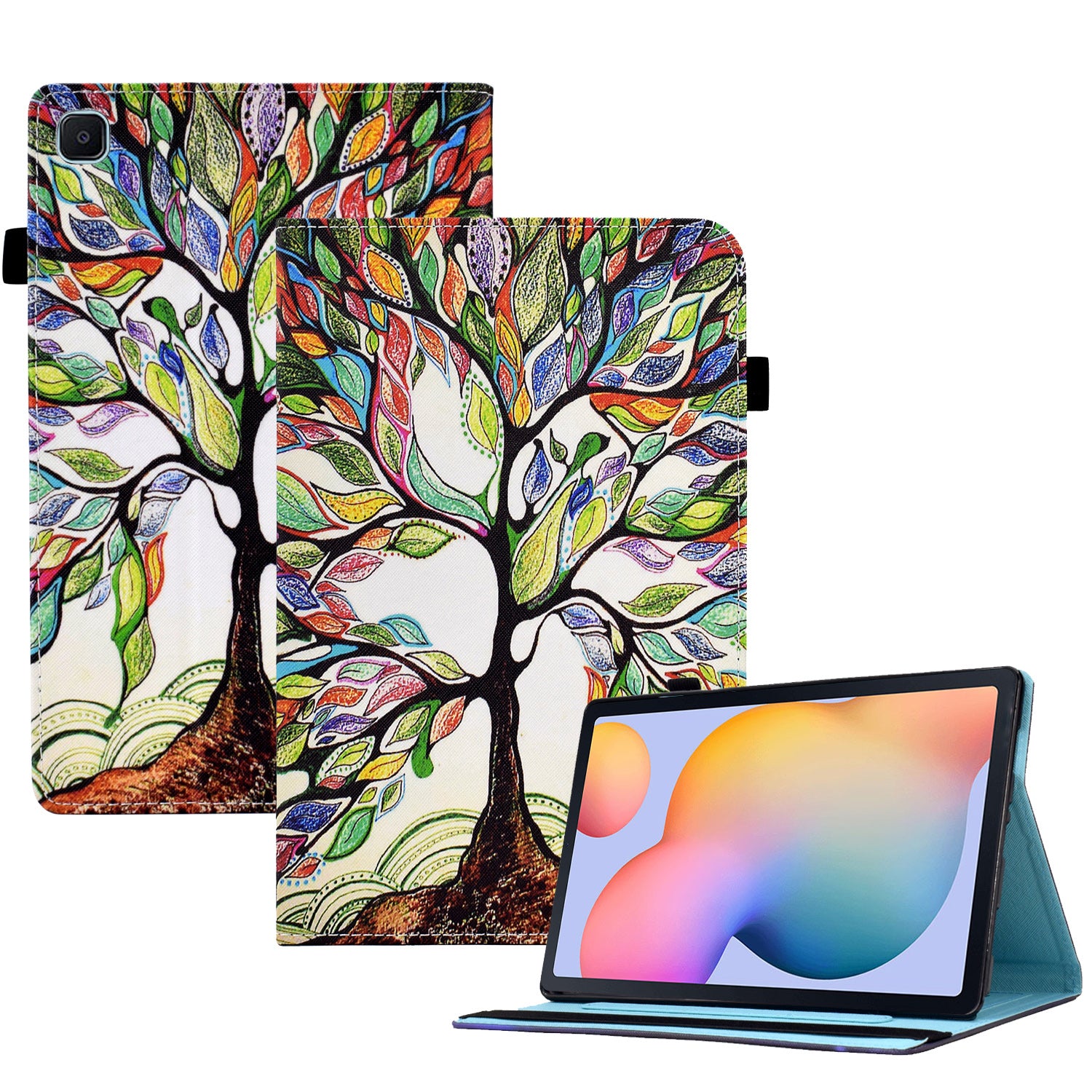 For Samsung Galaxy Tab S6 Lite (2022) / Tab S6 Lite Pattern Printing Tablet Stand Case Leather Card Slots Cover with Elastic Band