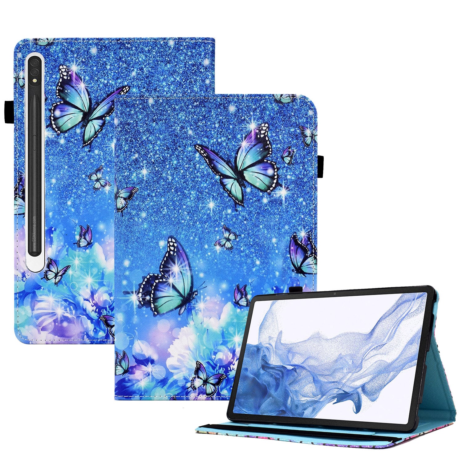 For Samsung Galaxy Tab S8 X700 / X706 (2022) / Tab S7 T870 / T875 (2020) Pattern Printing Tablet Stand Case with Elastic Band