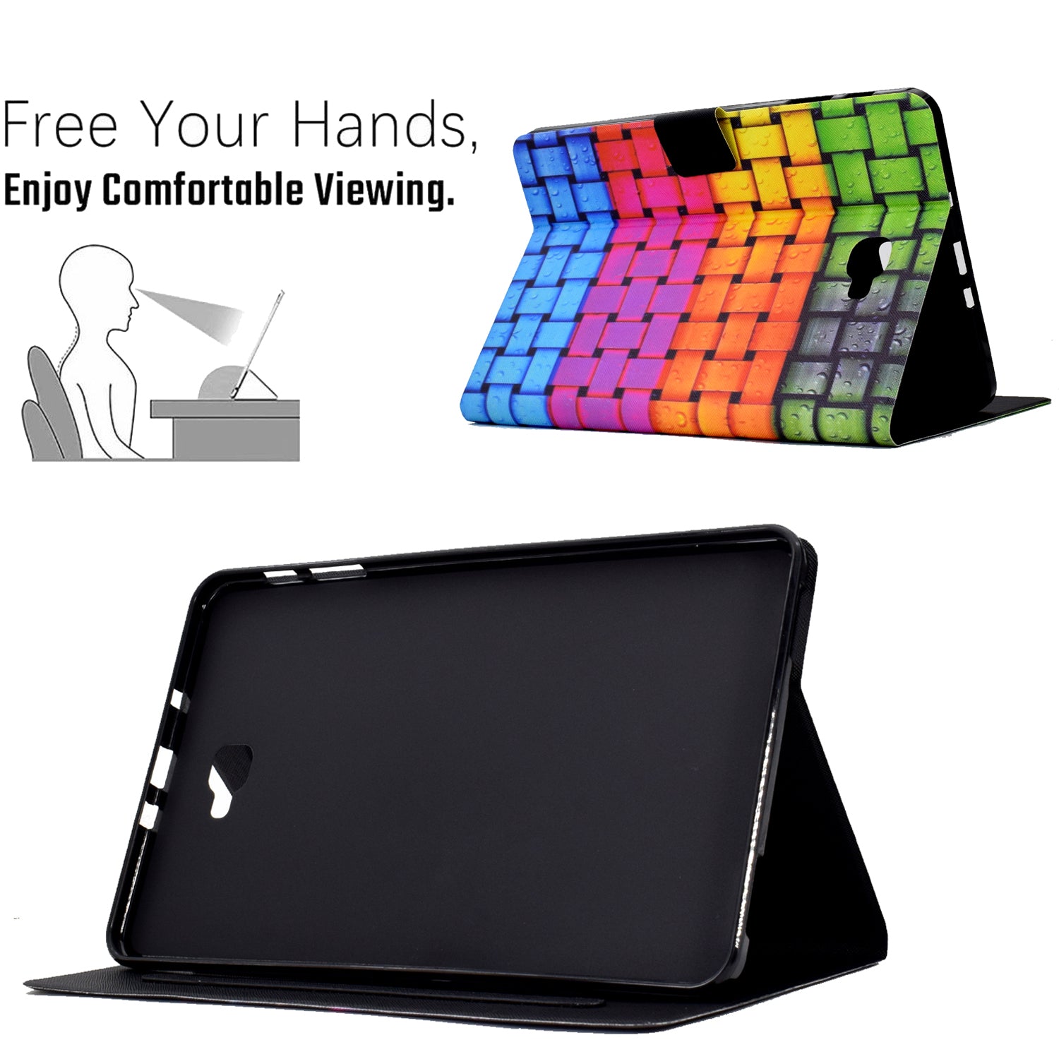 For Samsung Galaxy Tab A 10.1 (2016) T580 / T585 Leather Flip Cover Pattern Printed Tablet Case with Card Slots