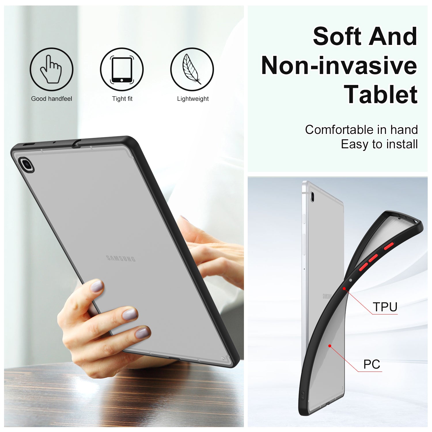 For Samsung Galaxy Tab A7 Lite 8.7-inch T225 T220 Contrast Color Tablet Case Matte PC TPU Back Cover