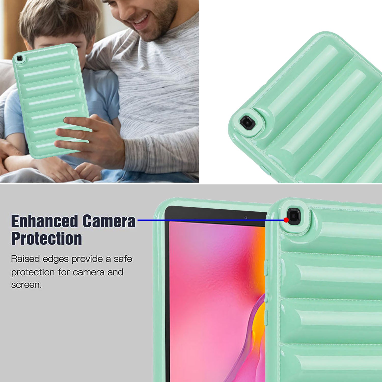 For Samsung Galaxy Tab A 8.0 (2019) SM-T290 (Wi-Fi) / SM-T295 (LTE) TPU Tablet Case Down Jacket Texture Cover