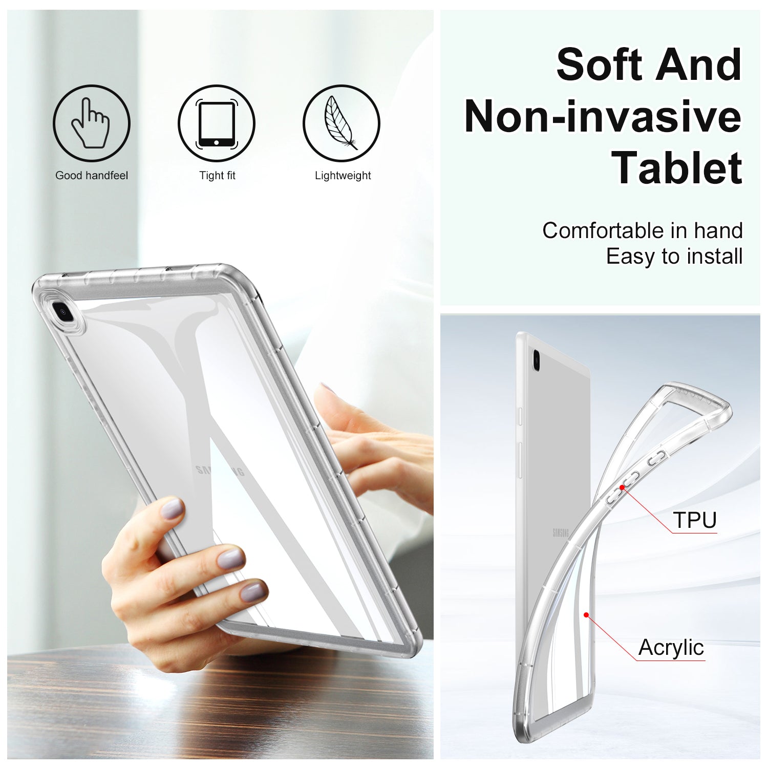 For Samsung Galaxy Tab A 8.0 (2019) SM-T290 (Wi-Fi) / SM-T295 (LTE) Tablet Case Acrylic TPU Clear Tablet Cover