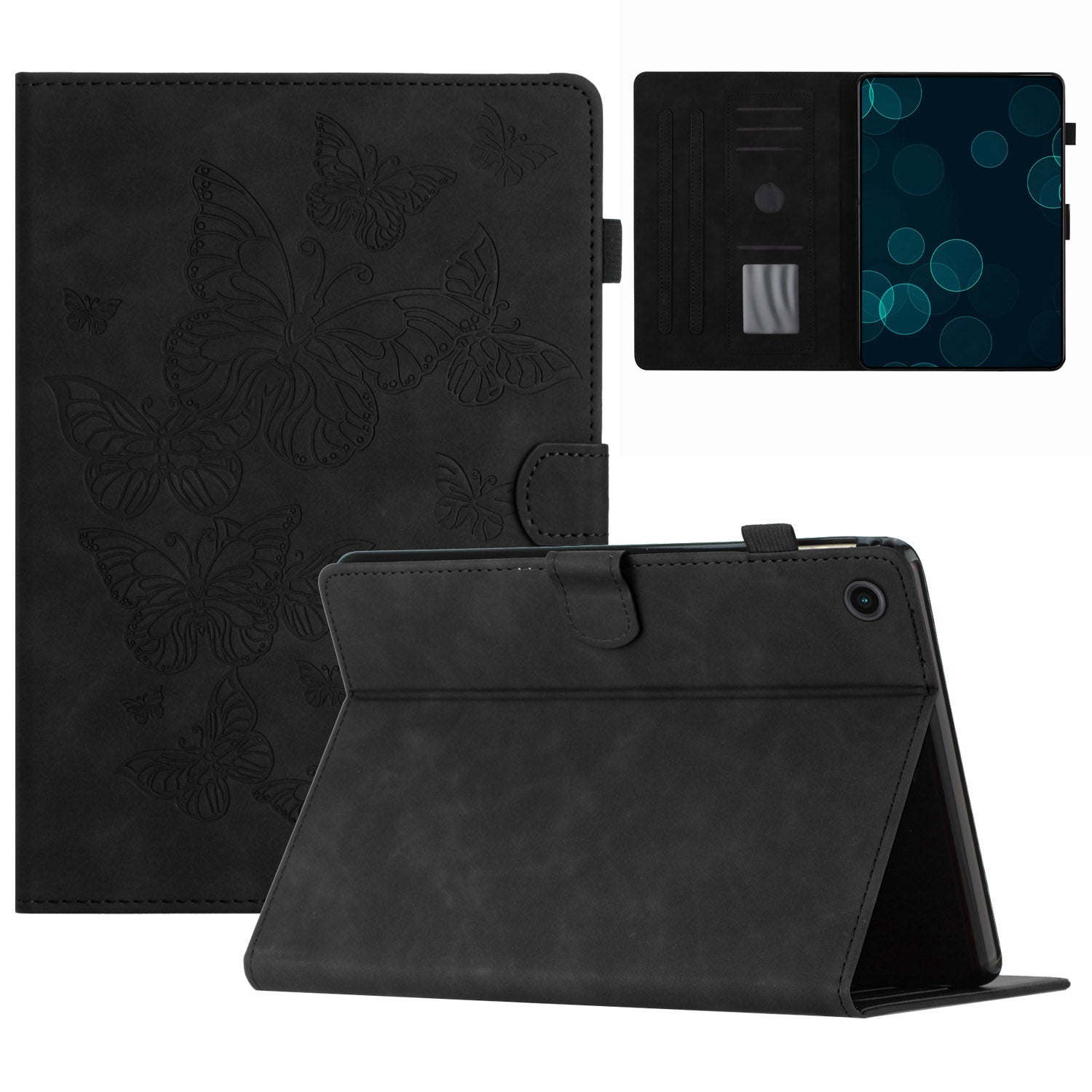 For Samsung Galaxy Tab A8 10.5 (2021) X205 X200 / (2022) Imprinted Butterfly Leather Tablet Case Card Holder Stand Cover