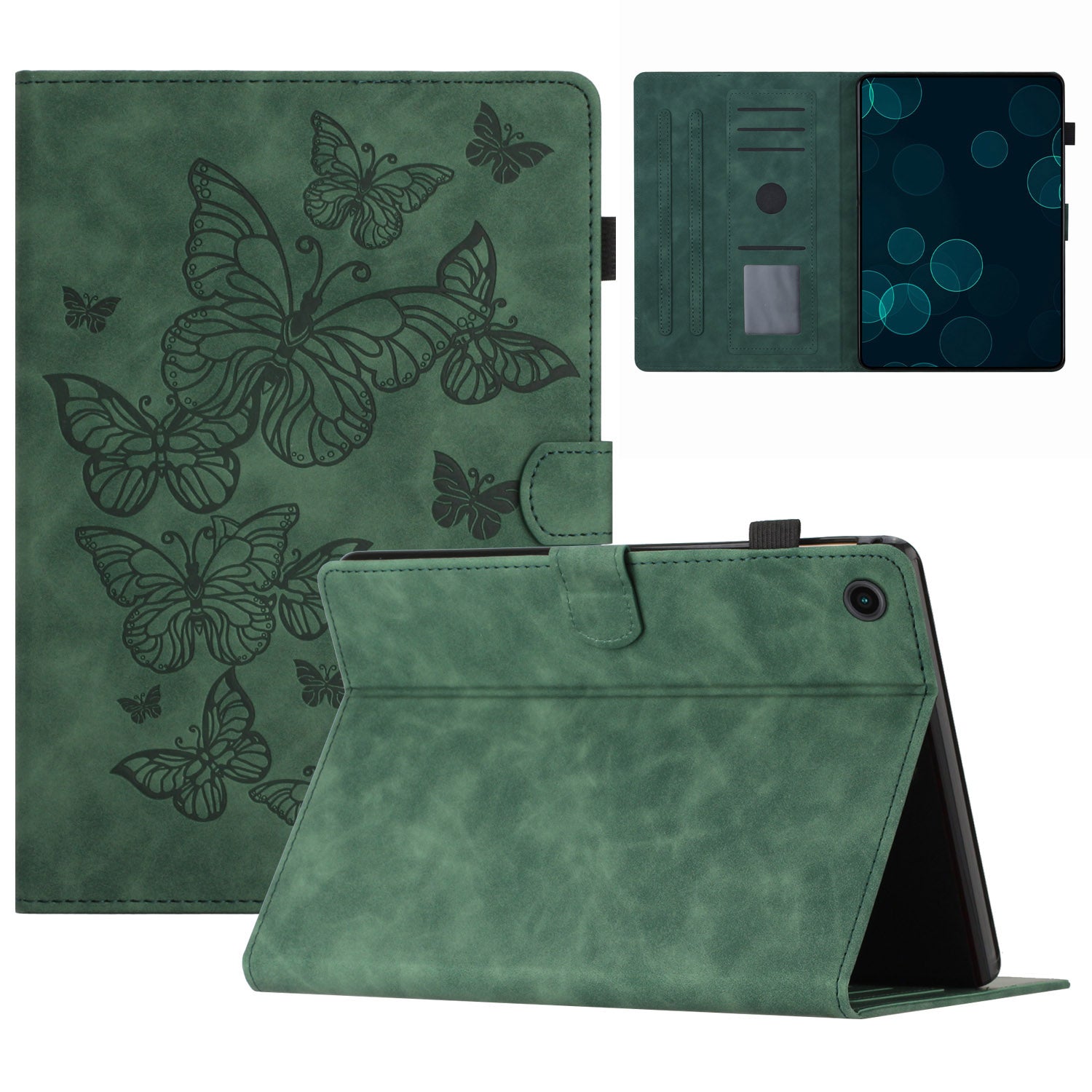 For Samsung Galaxy Tab A8 10.5 (2021) X205 X200 / (2022) Imprinted Butterfly Leather Tablet Case Card Holder Stand Cover