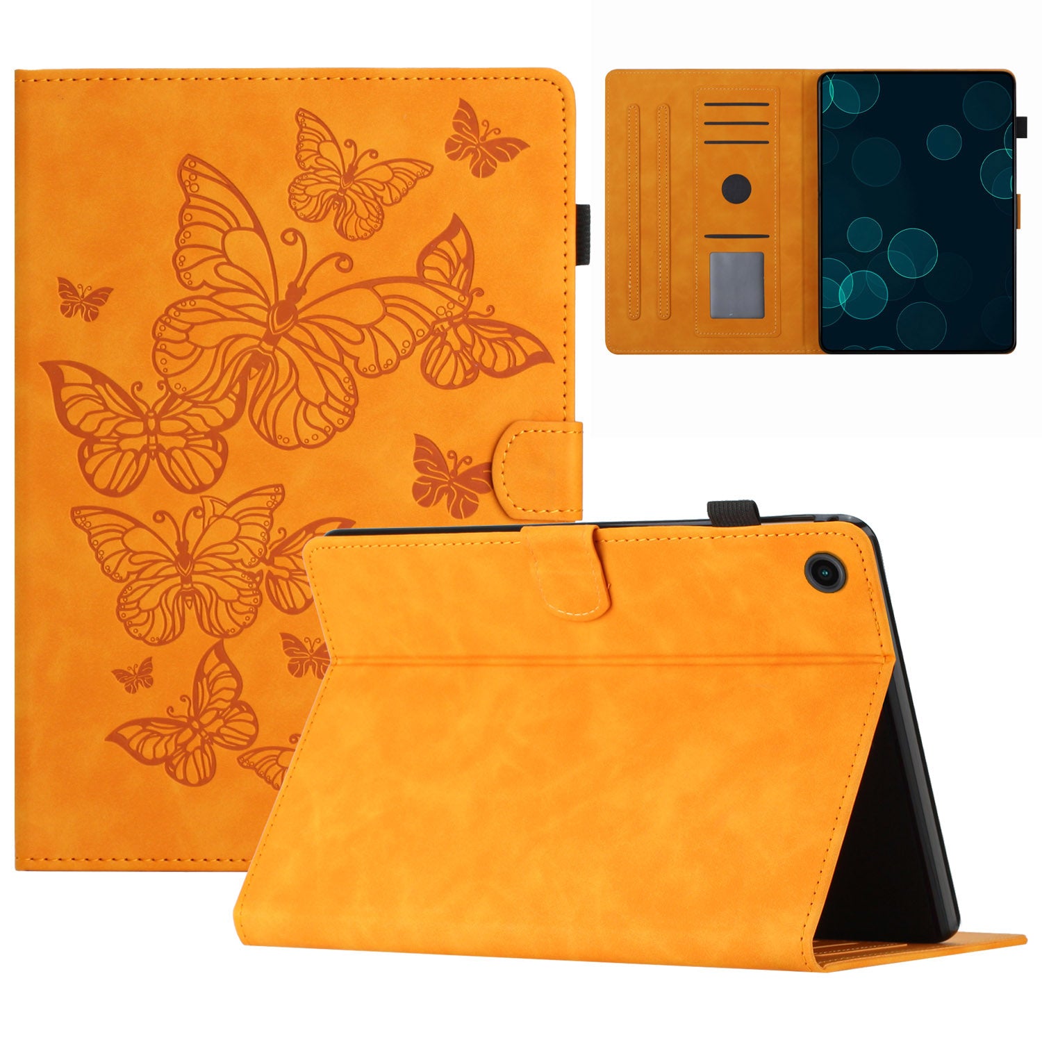 For Samsung Galaxy Tab A8 10.5 (2021) X205 X200 / (2022) Imprinted Butterfly Leather Tablet Case Card Holder Stand Cover