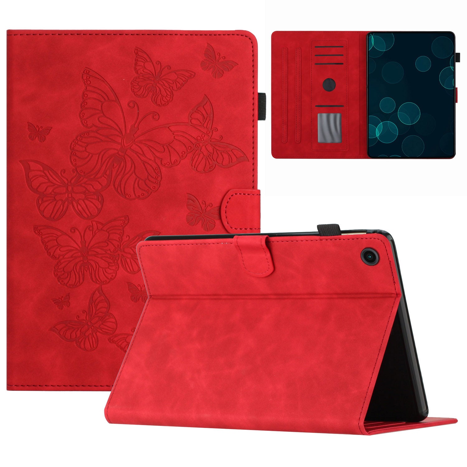 For Samsung Galaxy Tab A8 10.5 (2021) X205 X200 / (2022) Imprinted Butterfly Leather Tablet Case Card Holder Stand Cover