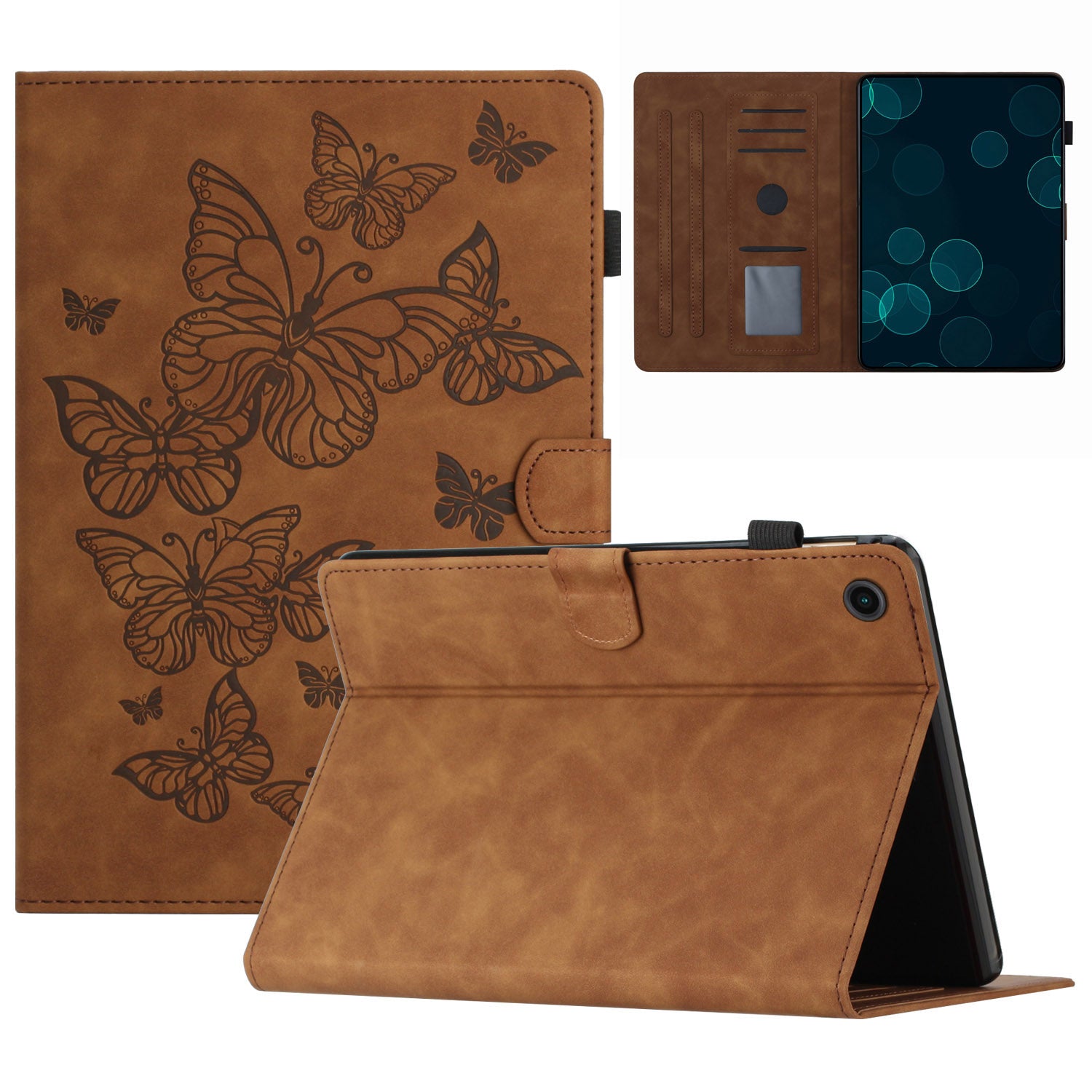 For Samsung Galaxy Tab A8 10.5 (2021) X205 X200 / (2022) Imprinted Butterfly Leather Tablet Case Card Holder Stand Cover