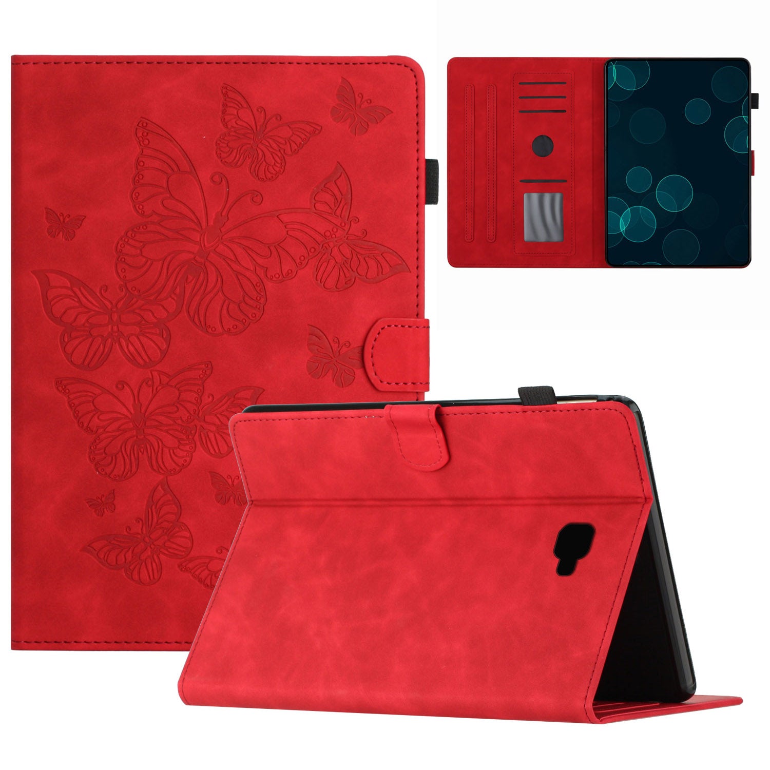 For Samsung Galaxy Tab A 10.1 (2016) T580 T585 Card Holder Tablet Case Imprinted Leather Stand Tablet Cover