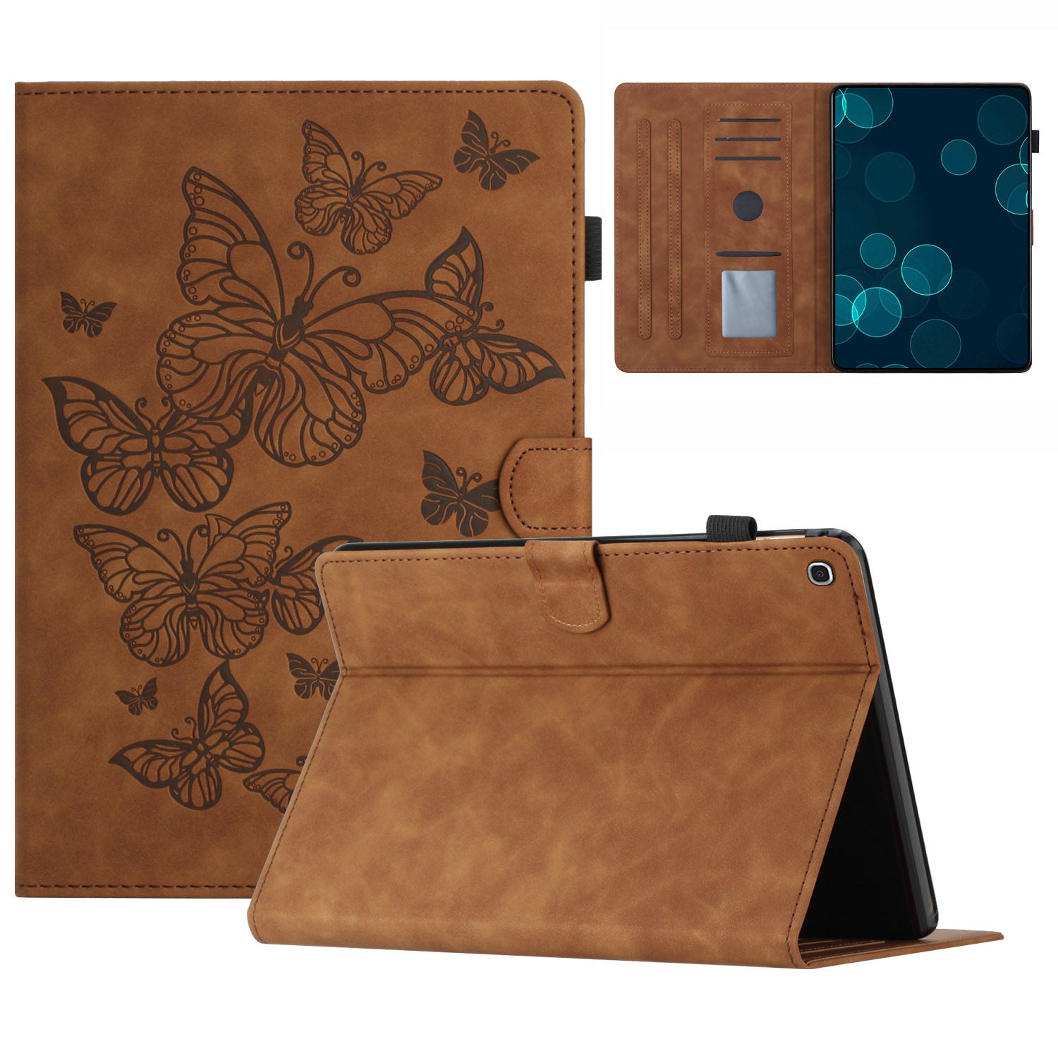 For Samsung Galaxy Tab A 10.1 (2019) T510 T515 Stand Leather Tablet Case Card Holder Imprinted Tablet Cover