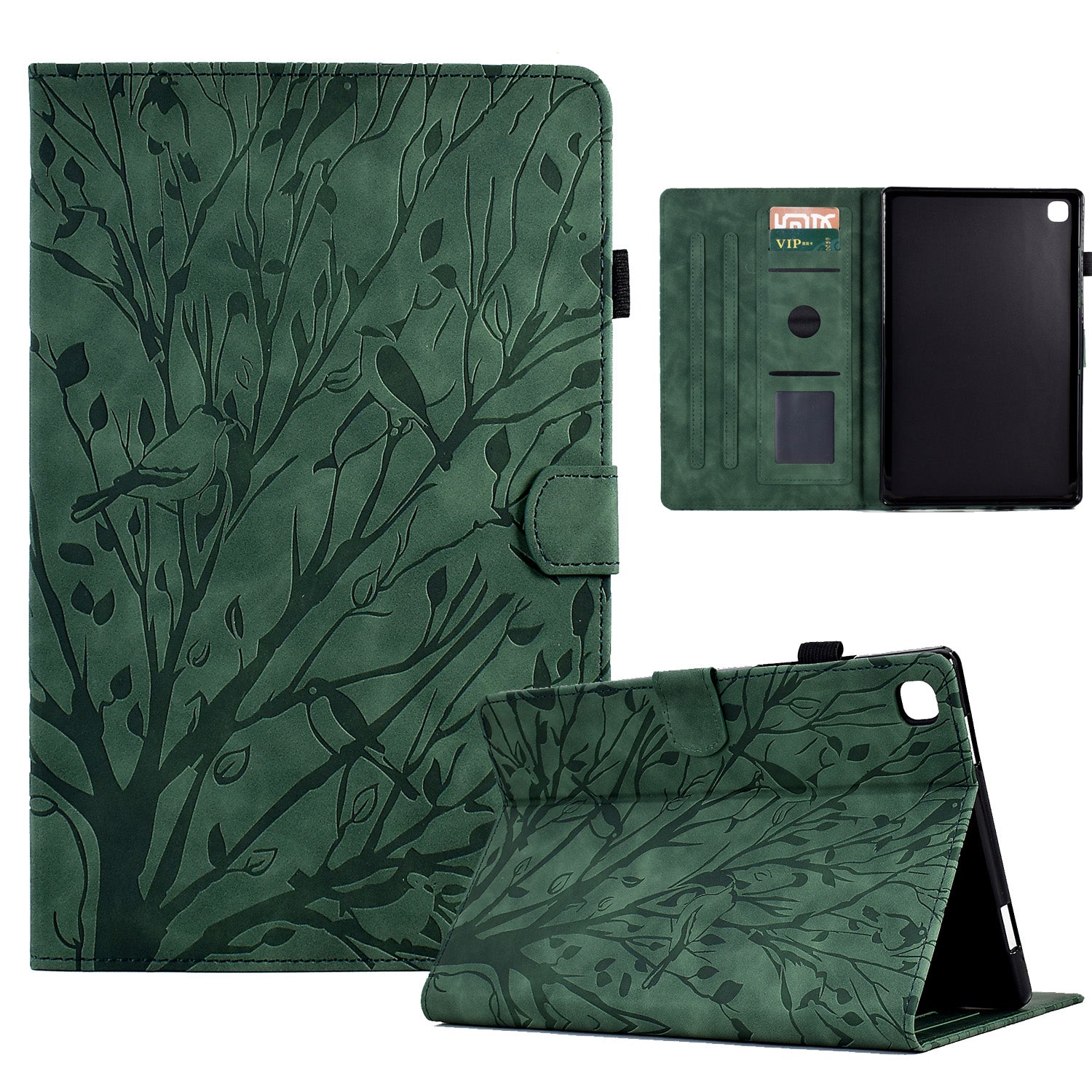 For Samsung Galaxy Tab A7 10.4 (2020) T505 T500 Stand Leather Tablet Case Card Holder Imprinted Tree Tablet Cover