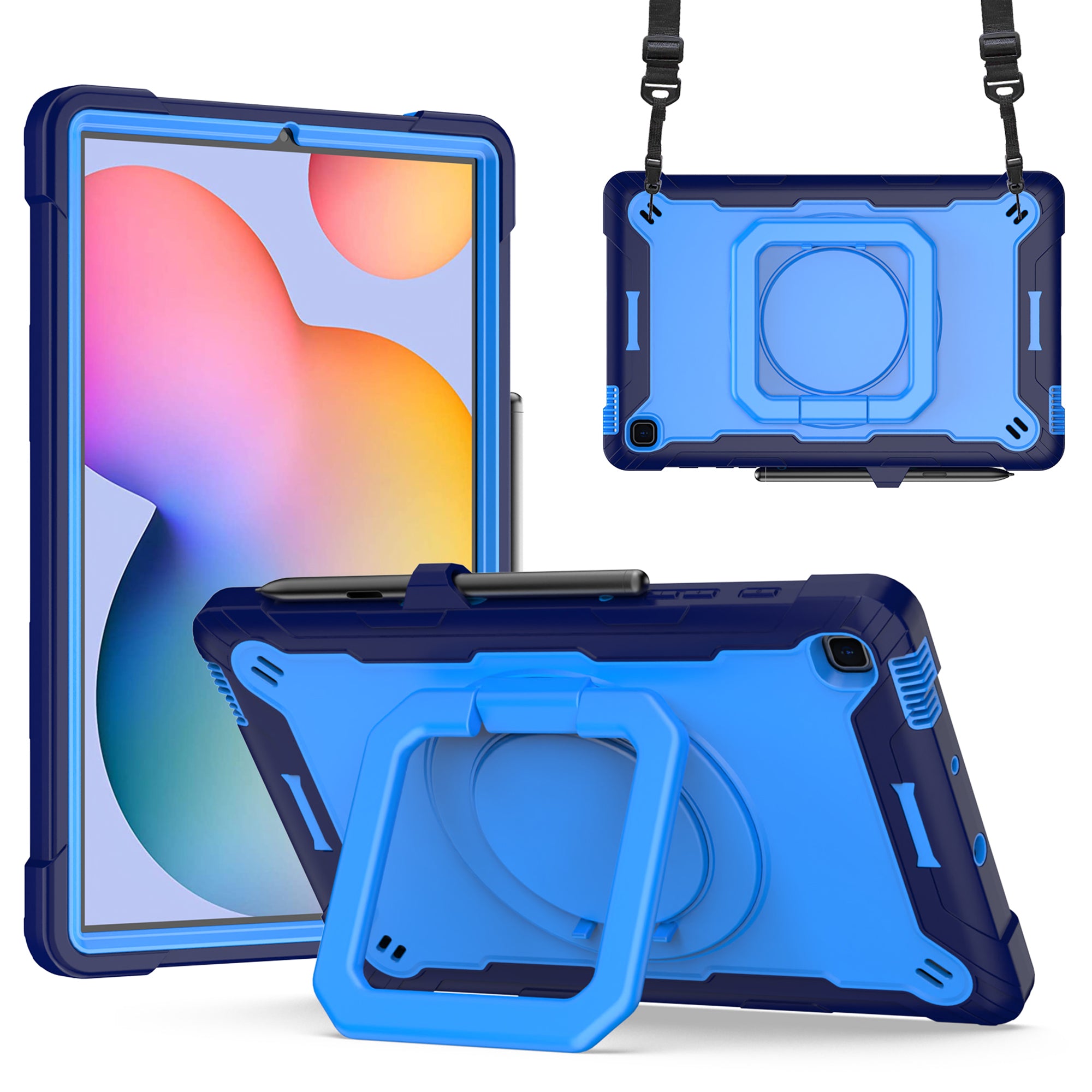 Tablet Case for Samsung Galaxy Tab S6 Lite P610 P615 / Tab S6 Lite (2022) P613 P617 P619 Silicone PC Kickstand Rugged Cover