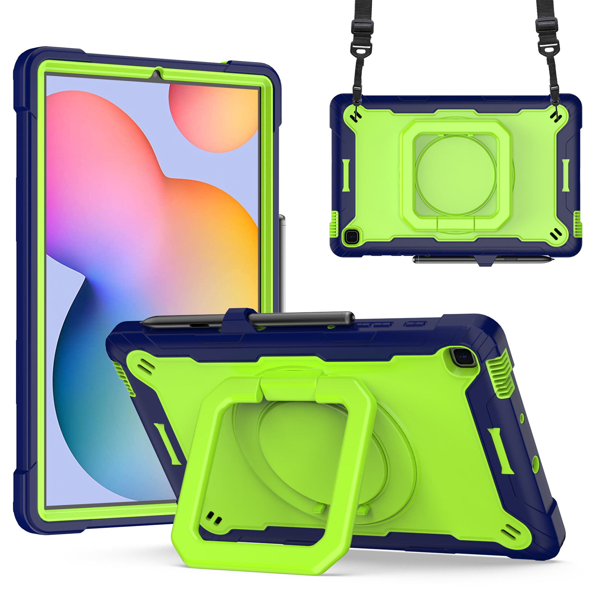 Tablet Case for Samsung Galaxy Tab S6 Lite P610 P615 / Tab S6 Lite (2022) P613 P617 P619 Silicone PC Kickstand Rugged Cover