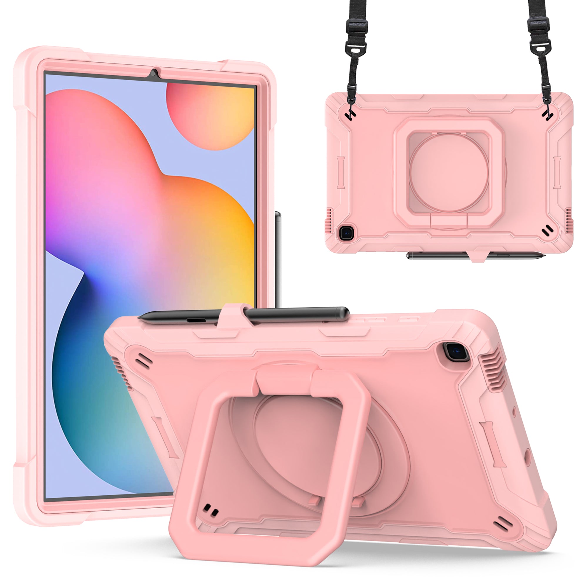 Tablet Case for Samsung Galaxy Tab S6 Lite P610 P615 / Tab S6 Lite (2022) P613 P617 P619 Silicone PC Kickstand Rugged Cover