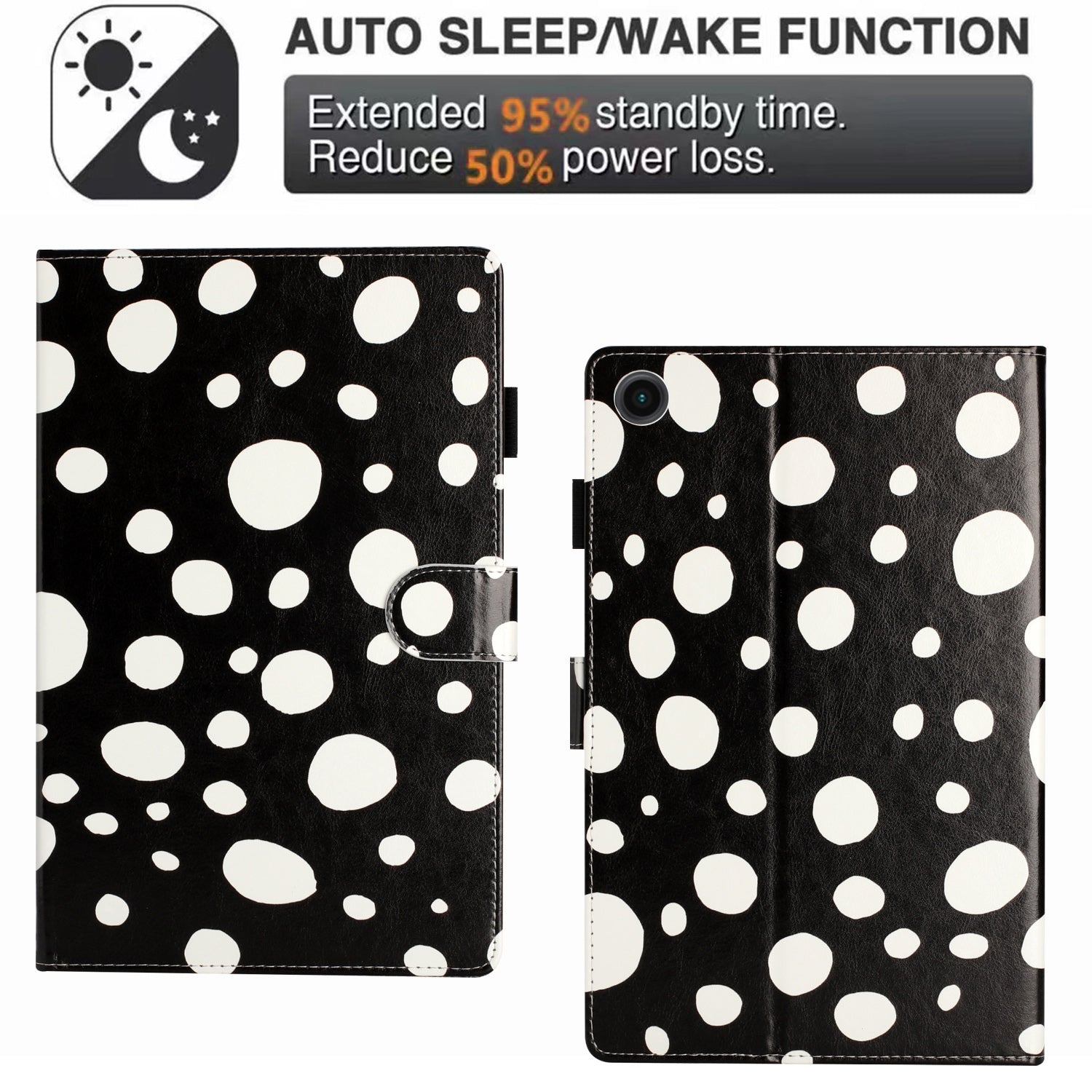 For Samsung Galaxy Tab A8 10.5 (2021) X200 / X205 Dots Pattern PU Leather Stand Case Card Holder Tablet Cover