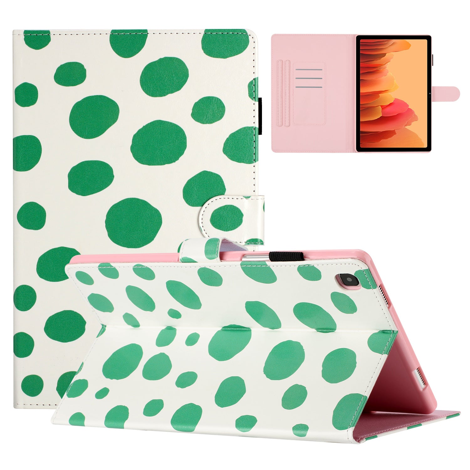 Til Samsung Galaxy Tab A7 Lite 8,7-tommer T200 / T225 PU læderholder etui Prikkermønster Kortholder Tablet Cover