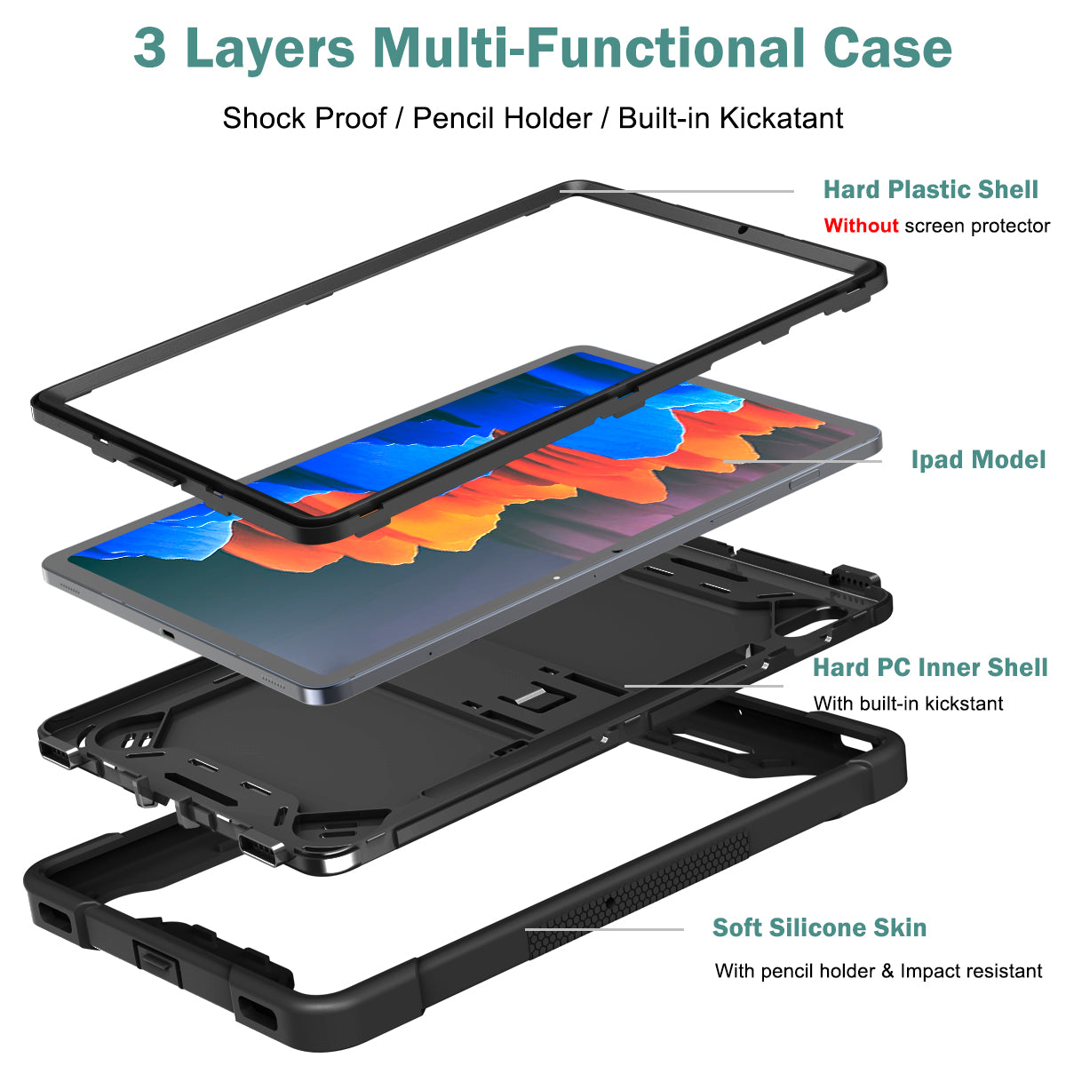 Shockproof Cover for Samsung Galaxy Tab S8 / S7 Kickstand Silicone PC Tablet Case