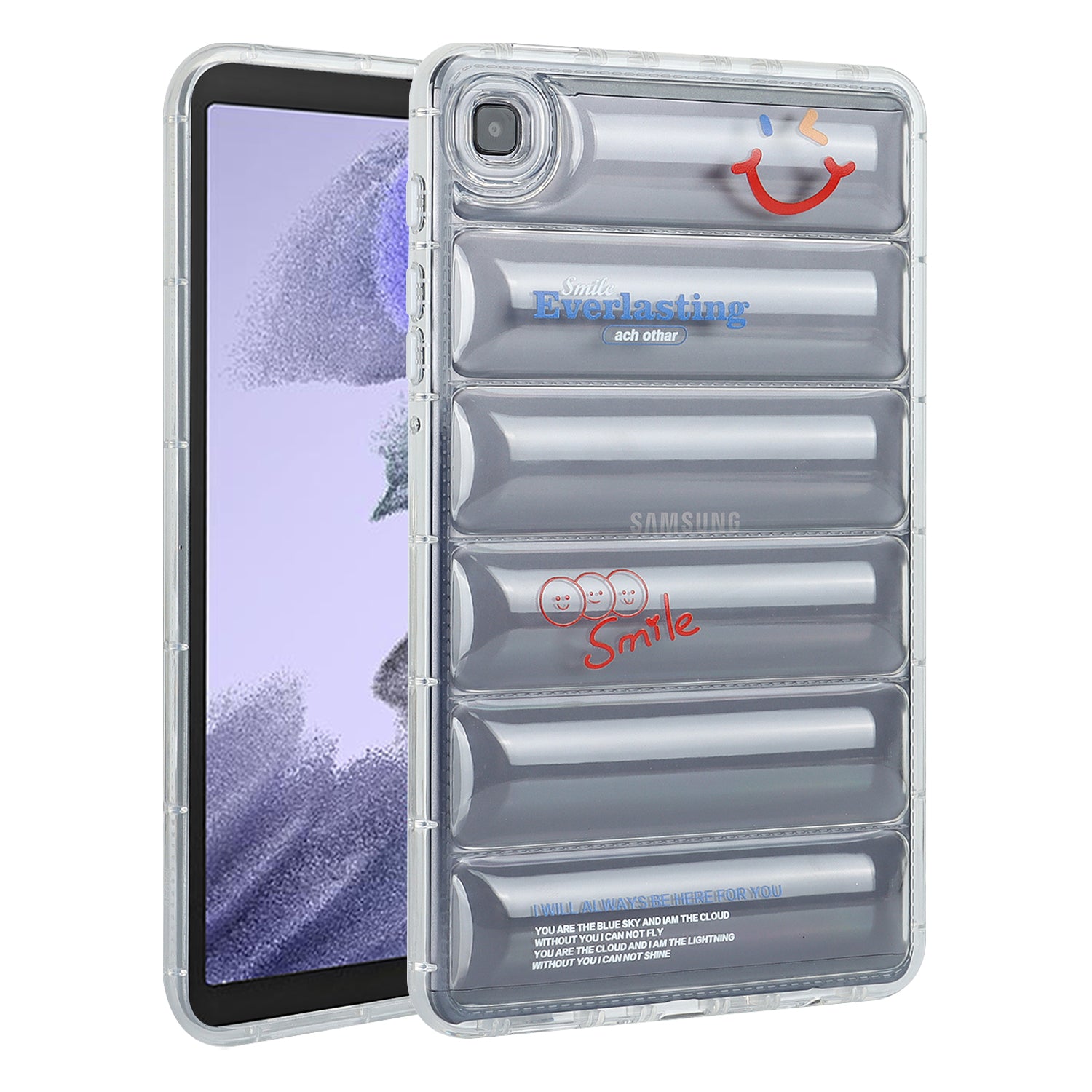 For Samsung Galaxy Tab A7 Lite 8.7-inch T220 T225 TPU Tablet Case Clear Down Jacket Design Pattern Printed Cover