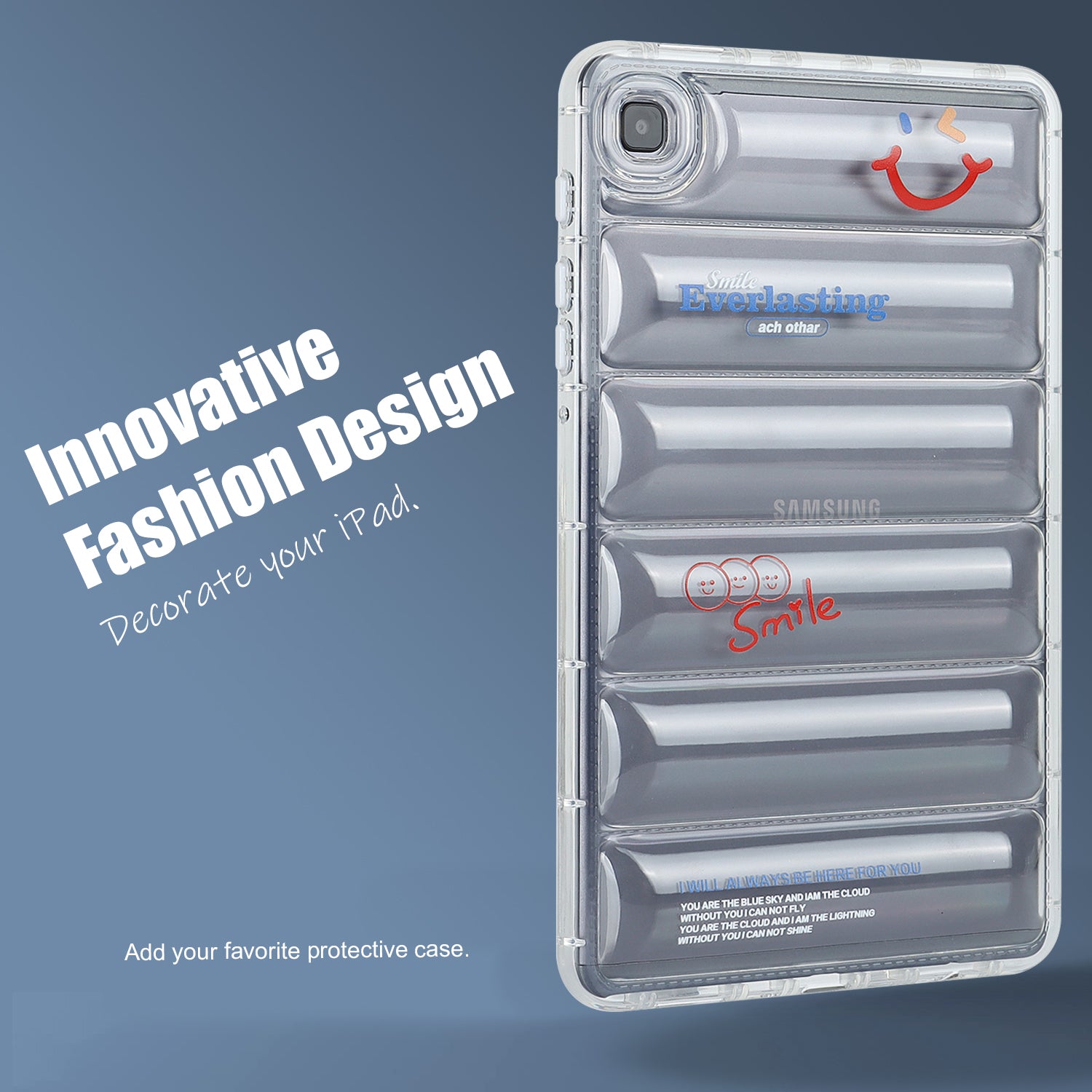 For Samsung Galaxy Tab A7 Lite 8.7-inch T220 T225 TPU Tablet Case Clear Down Jacket Design Pattern Printed Cover