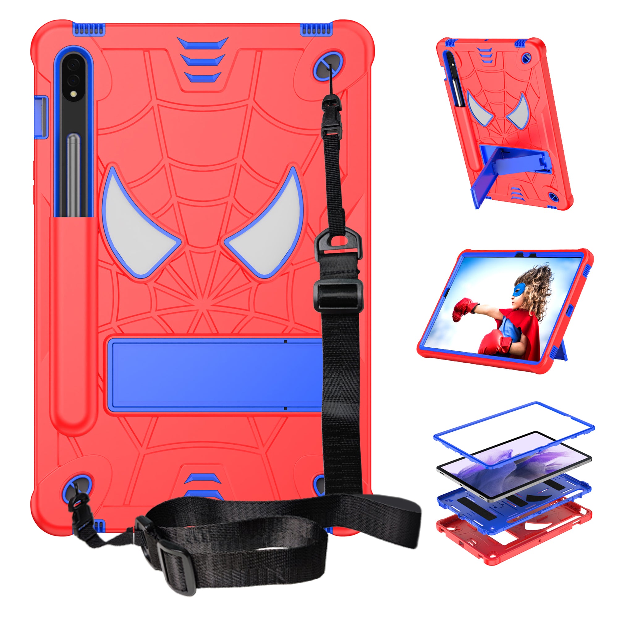For Samsung Galaxy Tab S7 (T870 / 875) / Tab S8 Tablet Case Spider Style PC Silicone Kickstand Protective Cover