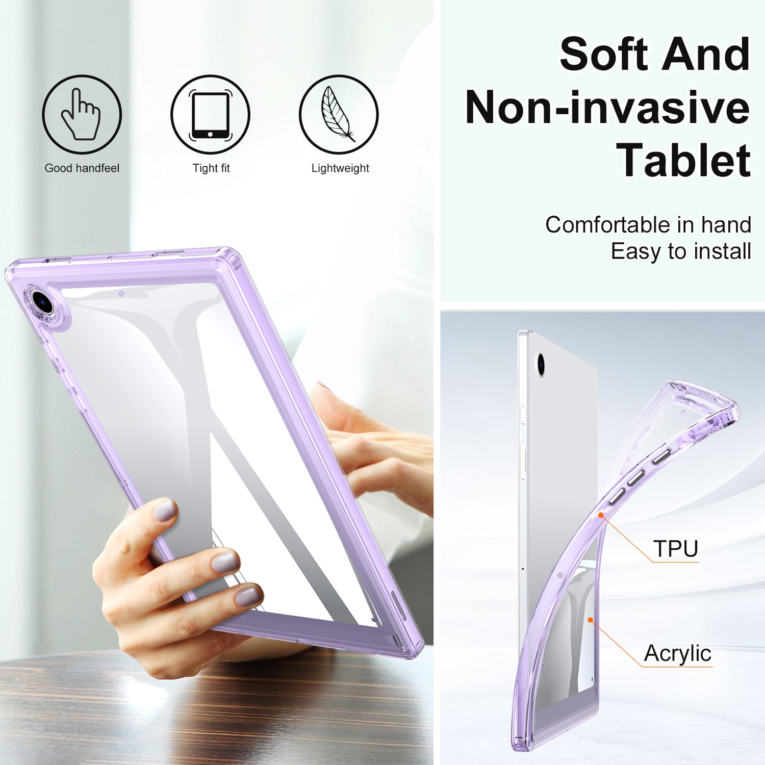 For Samsung Galaxy Tab A8 10.5 (2021) X200/Tab A8 (2022) Shockproof Cover Transparent Acrylic TPU Tablet Case