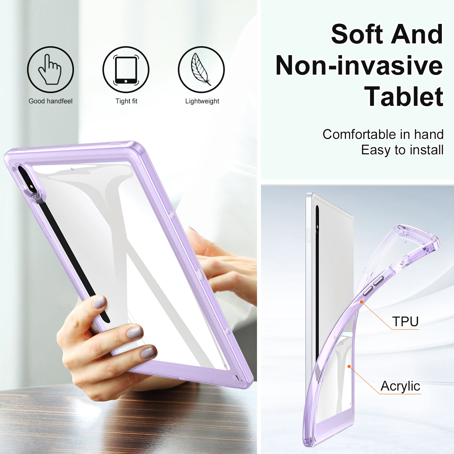 For Samsung Galaxy Tab S7 T870 / Tab S8 X700 TPU Acrylic Tablet Case Transparent Back Protective Cover