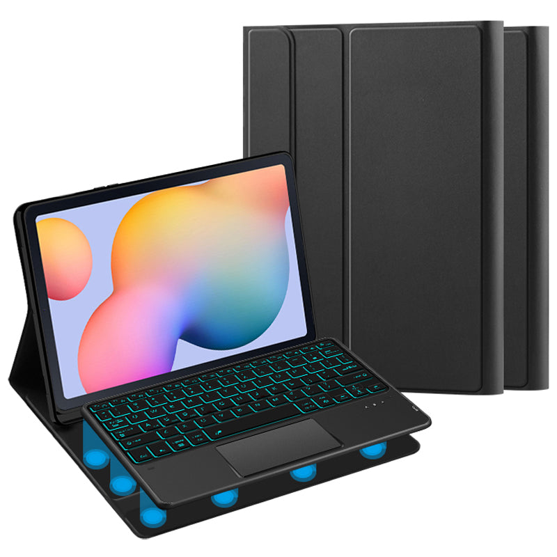 Pro Samsung Galaxy Tab S6 Lite PU kožené stojánkové pouzdro Odnímatelný touchpad Klávesnice s podsvícením a držákem pera