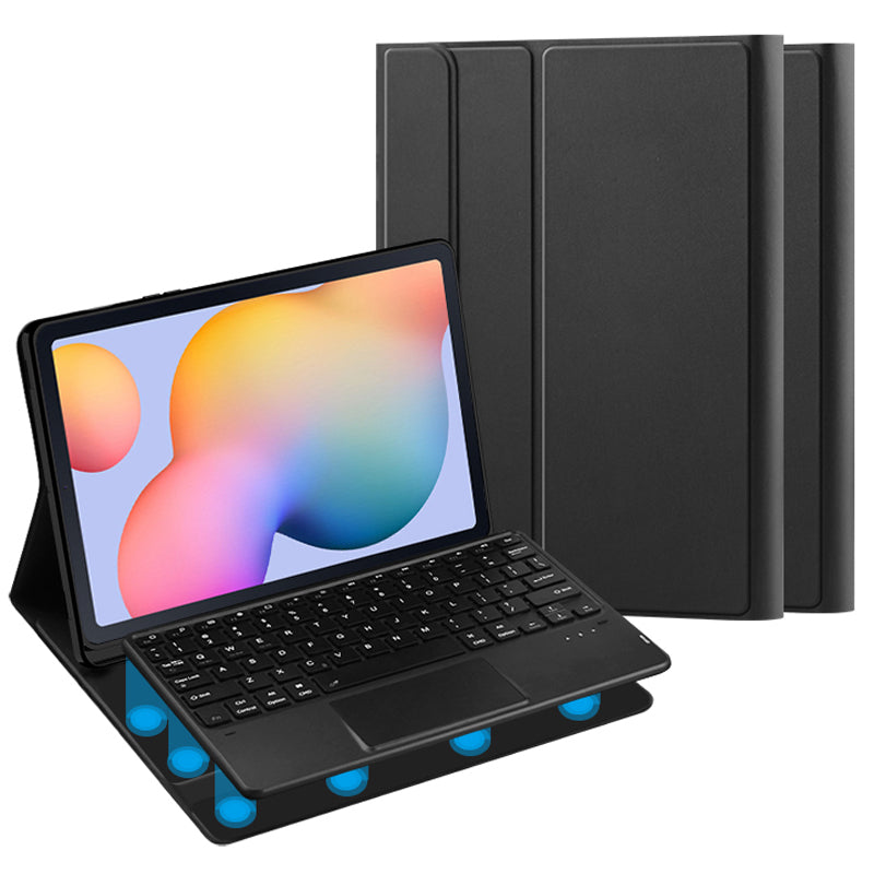 Pro Samsung Galaxy Tab S6 Lite PU kožené pouzdro na stojan + odnímatelná klávesnice BT Vestavěný touchpad a slot pro pero