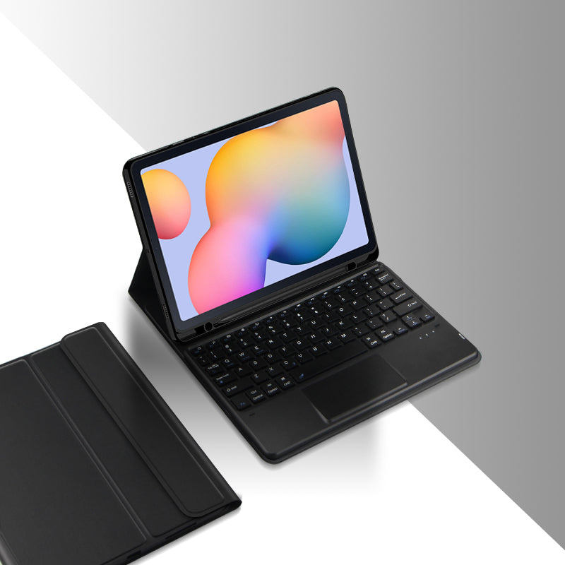 Pro Samsung Galaxy Tab S6 Lite PU kožené pouzdro na stojan + odnímatelná klávesnice BT Vestavěný touchpad a slot pro pero