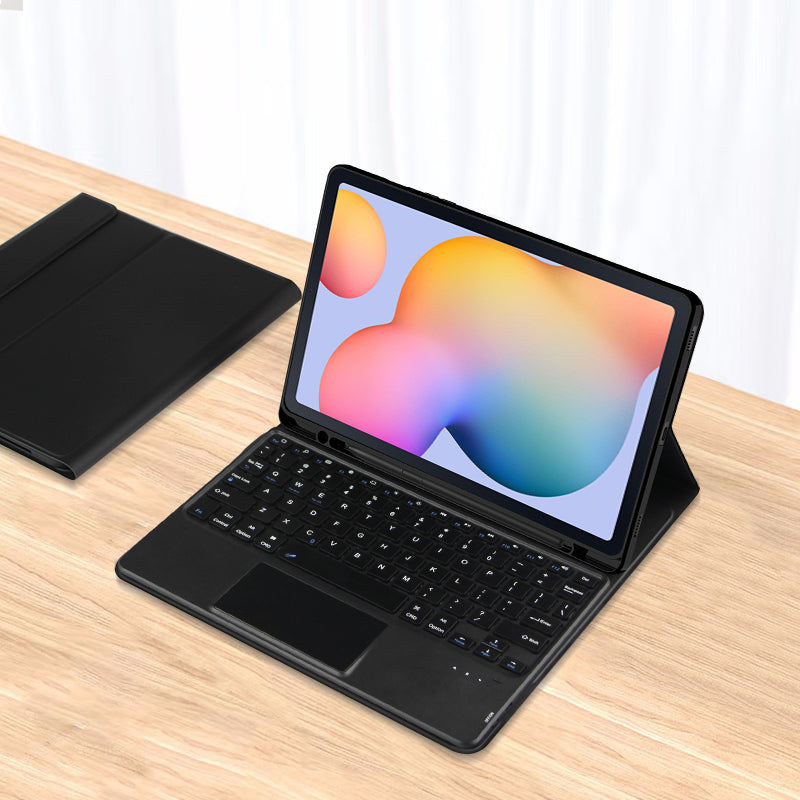 Pro Samsung Galaxy Tab S6 Lite PU kožené pouzdro na stojan + odnímatelná klávesnice BT Vestavěný touchpad a slot pro pero