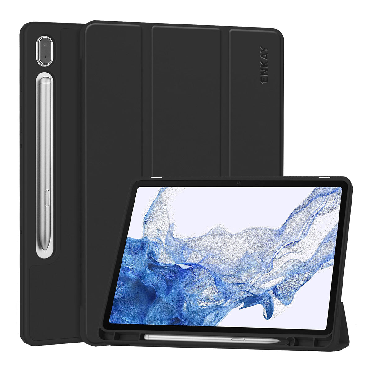 ENKAY HAT PRINCE For Samsung Galaxy Tab S9 Tri-fold Stand Tablet Case PU Leather TPU Smart Cover with Pencil Holder