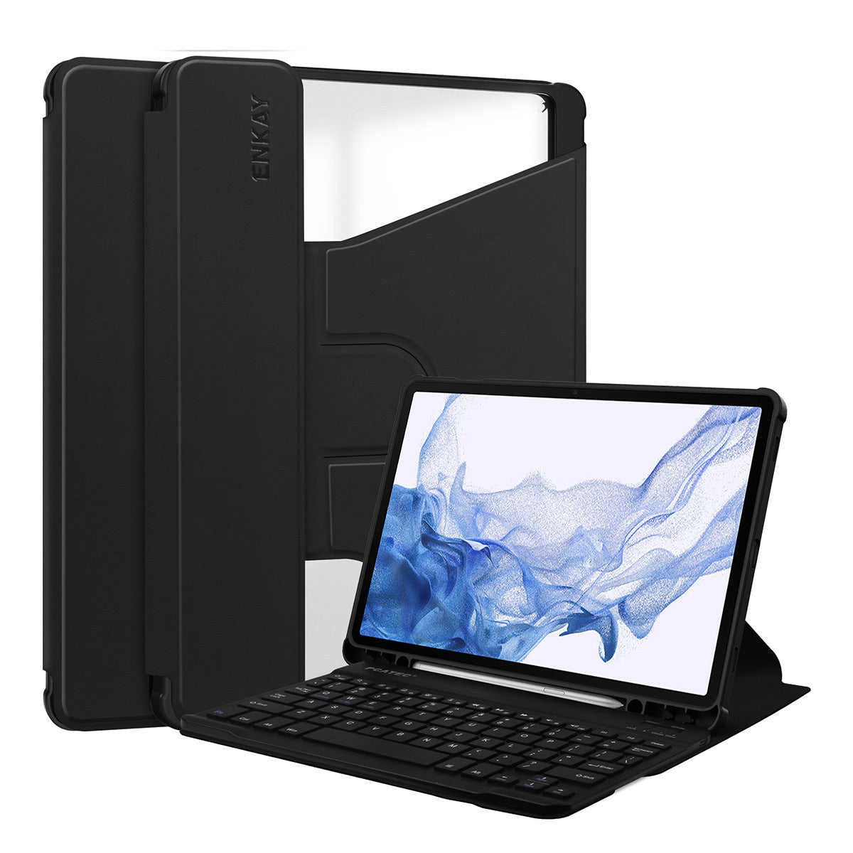 ENKAY HAT PRINCE For Samsung Galaxy Tab S9 PU Leather TPU Tablet Case Rotating Stand Smart Cover with Detachable Keyboard
