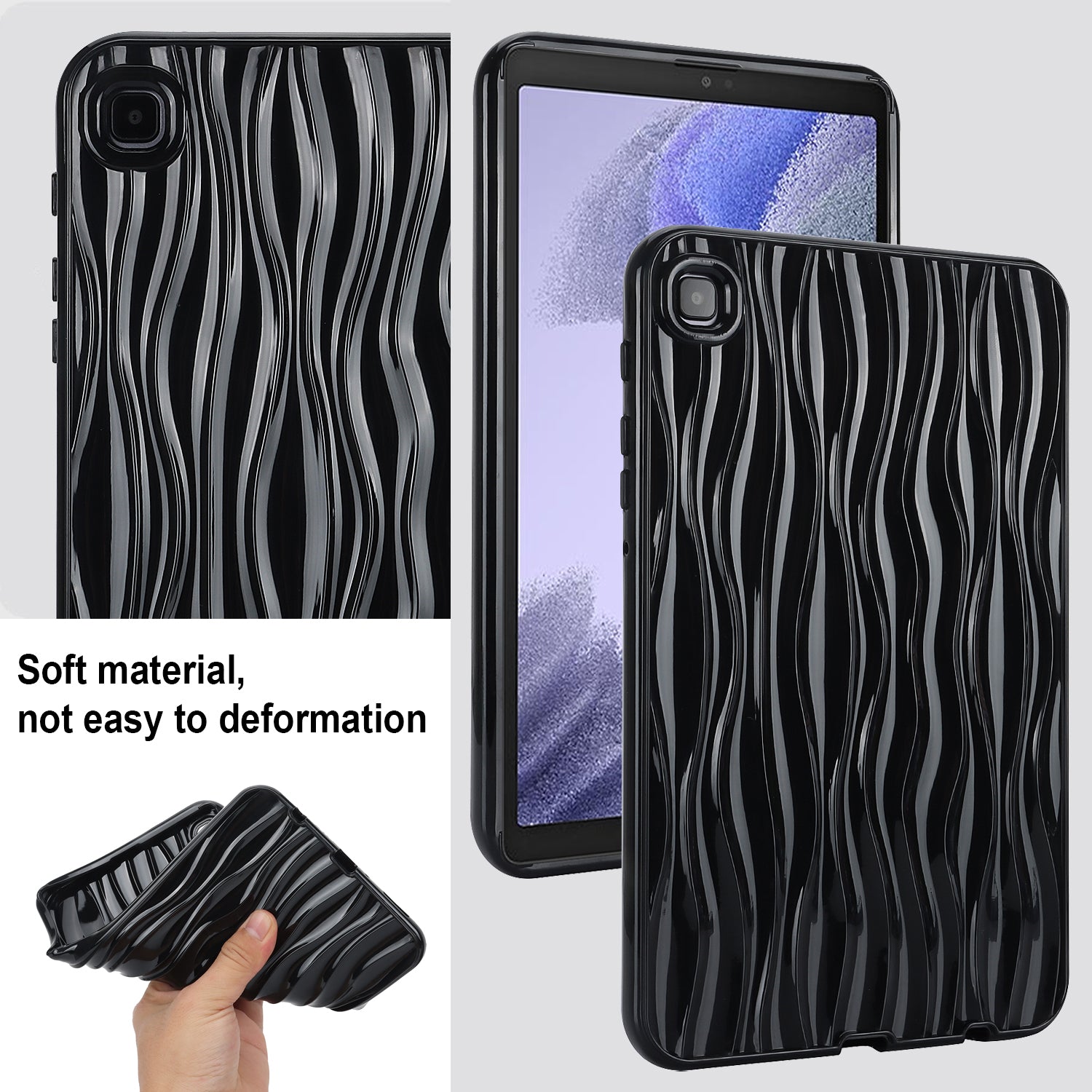 For Samsung Galaxy Tab A7 Lite 8.7-inch T225 T220 Water Ripple Texture Case Solid Color TPU Tablet Cover