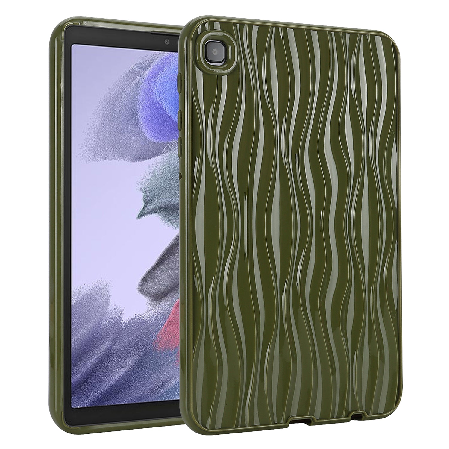 For Samsung Galaxy Tab A7 Lite 8.7-inch T225 T220 Water Ripple Texture Case Solid Color TPU Tablet Cover