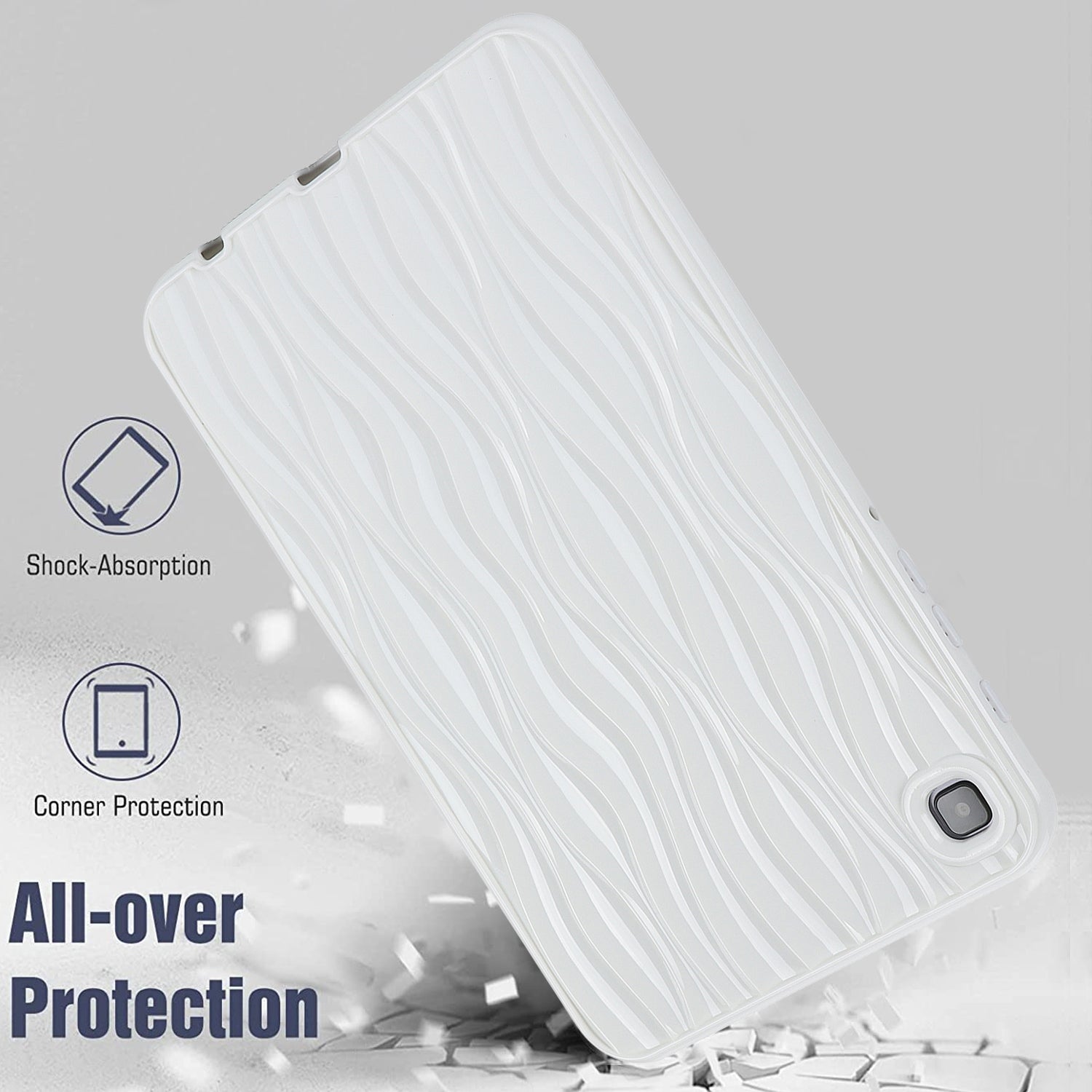 For Samsung Galaxy Tab A7 Lite 8.7-inch T225 T220 Water Ripple Texture Case Solid Color TPU Tablet Cover