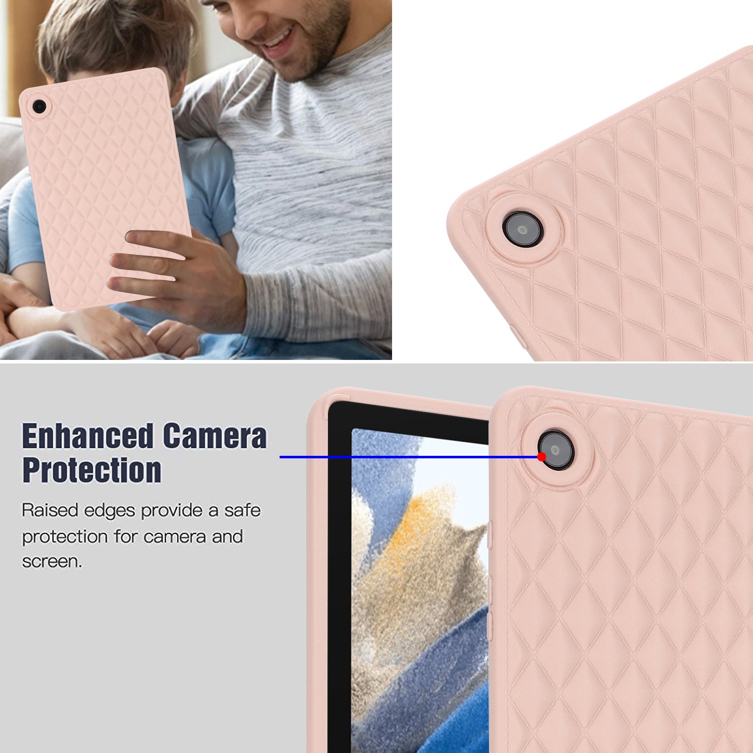 For Samsung Galaxy Tab A8 10.5 (2021) (2022) X200 Rhombus Pattern Anti-Drop Tablet Case Shockproof Soft TPU Back Cover