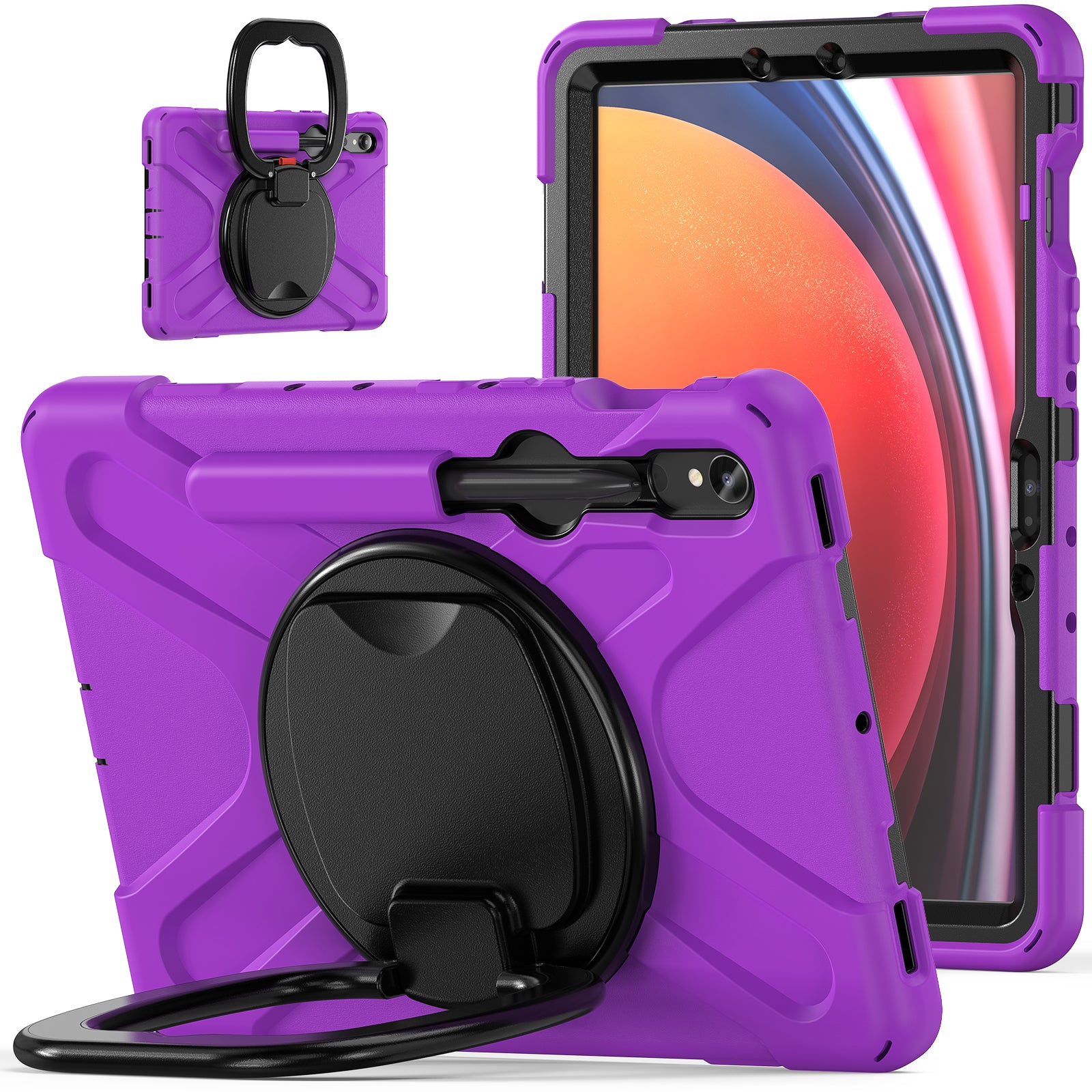 For Samsung Galaxy Tab S9 S8 S7 Hard PC Soft Silicone Case Rotating Kickstand Shockproof Tablet Cover